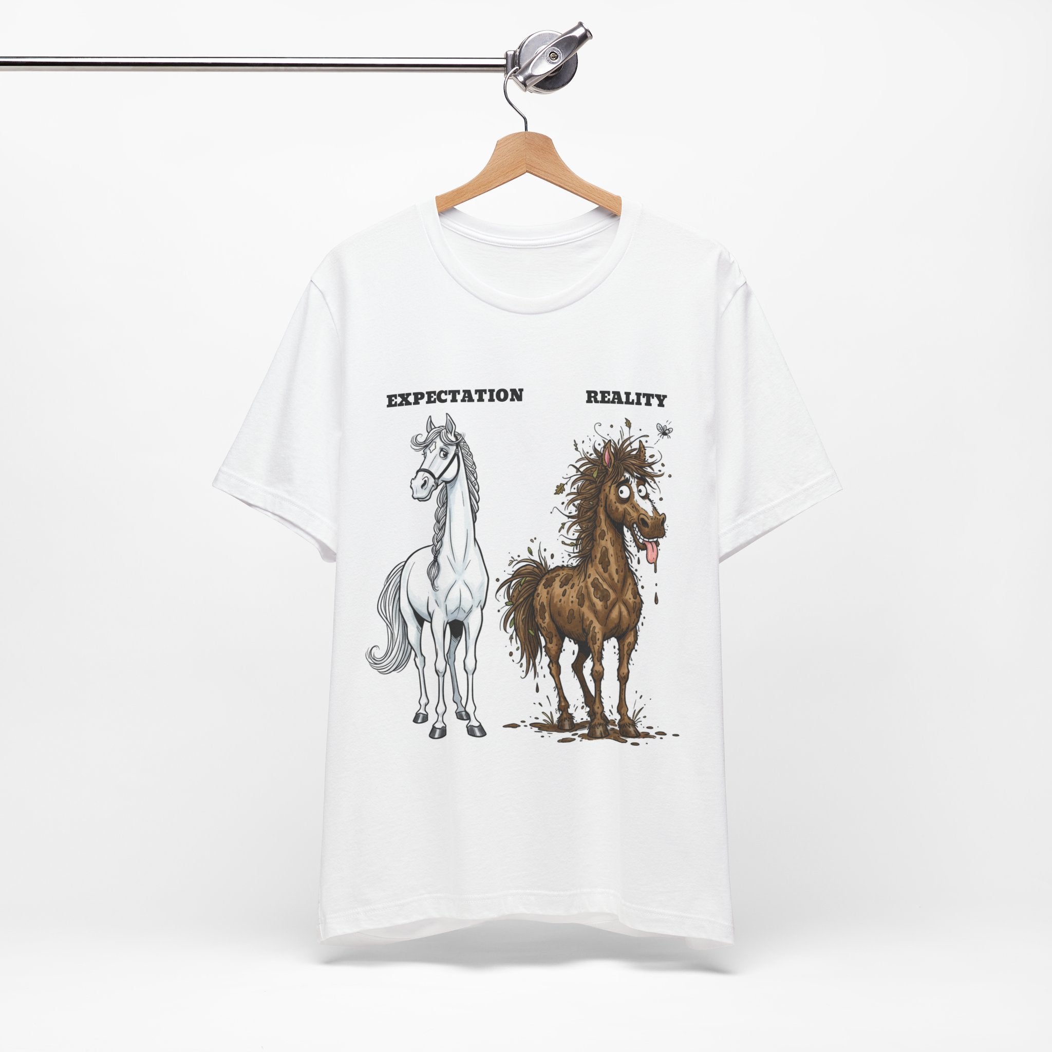 Expectation vs Reality Horse T-Shirt — Funny Equestrian Tee