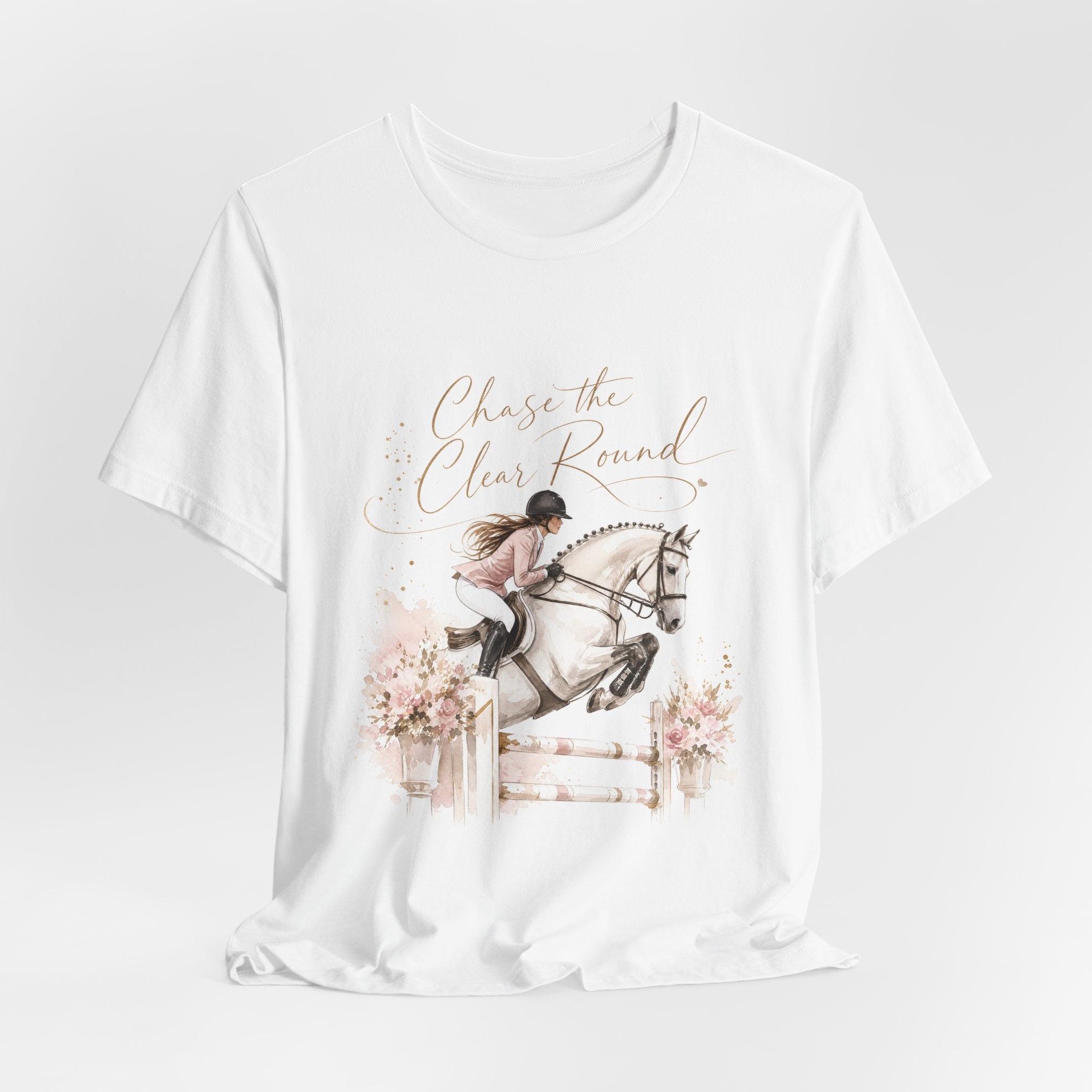 Tricou motivational cu cai 'Chase the Clear Round'