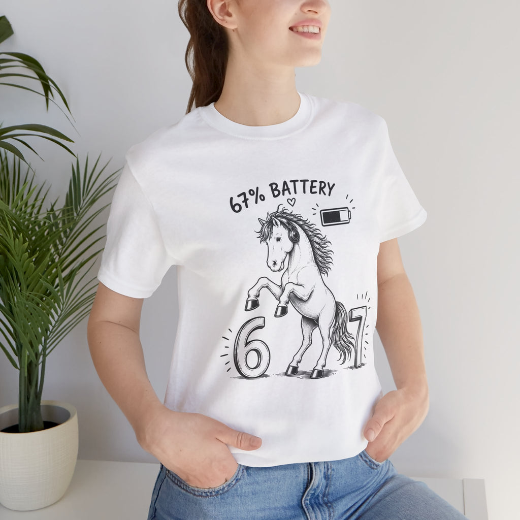 Tricou cu Cai '67% Battery'