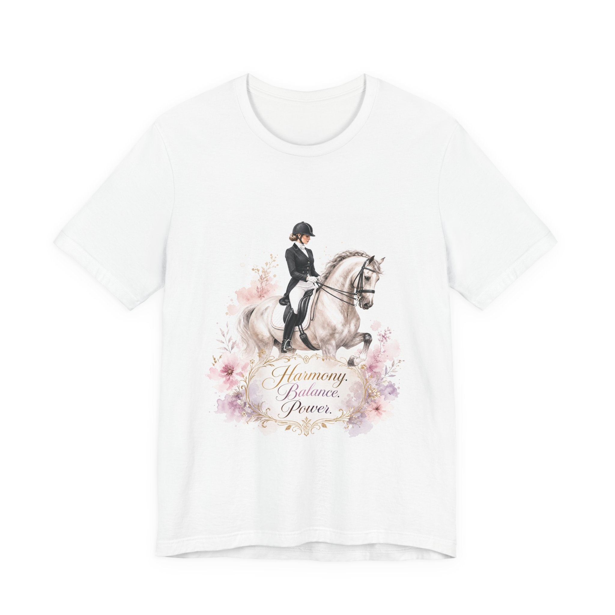 Tricou motivational cu cai 'Harmony Balance Power'