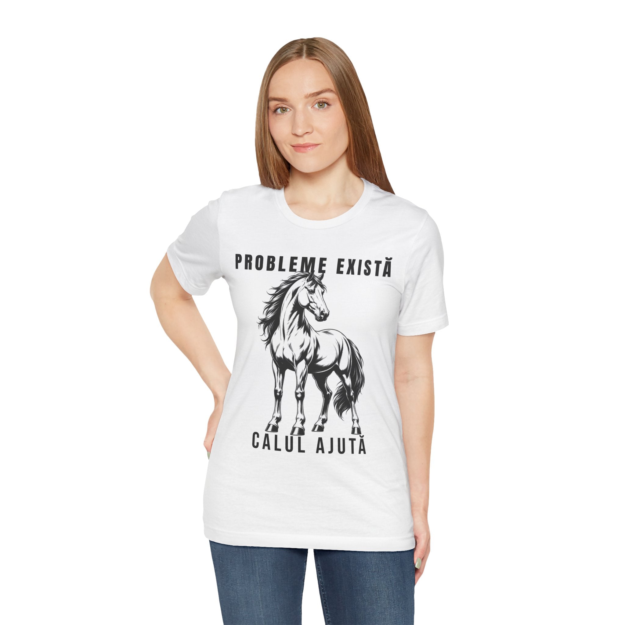 Tricou Edgy cu Cai 'Probleme Există, Calul Ajută'