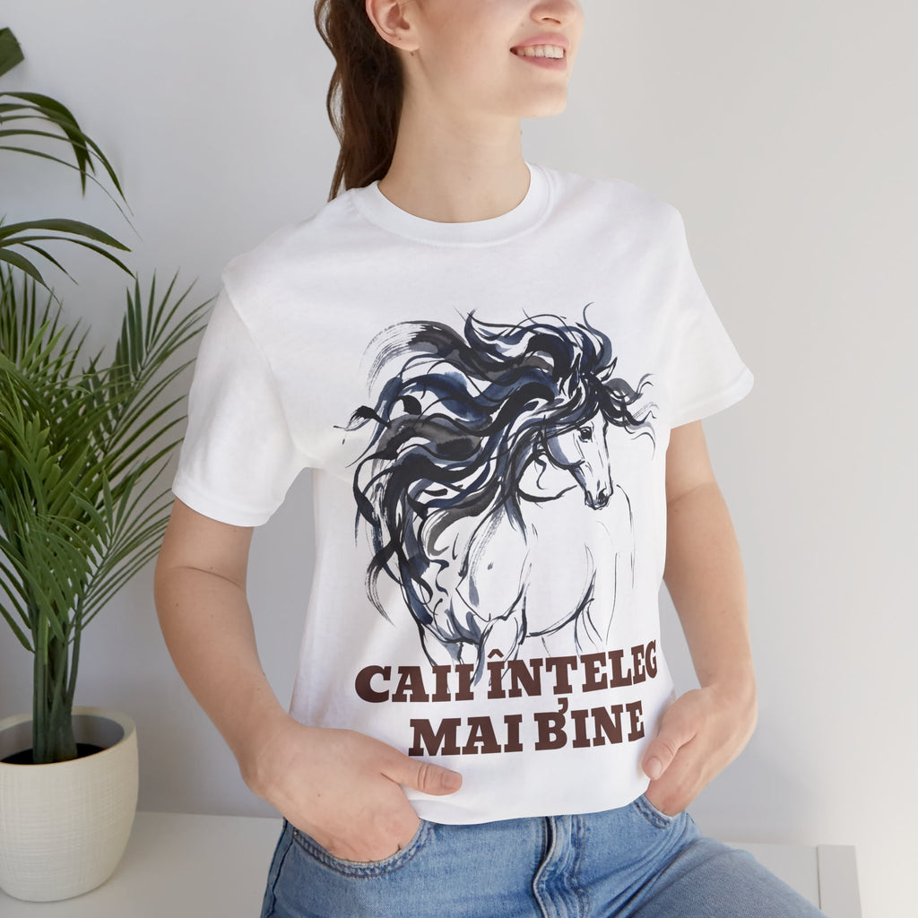 Horse Illustration T-Shirt — "Caii Inteleg Mai Bine" Romanian Graphic Tee