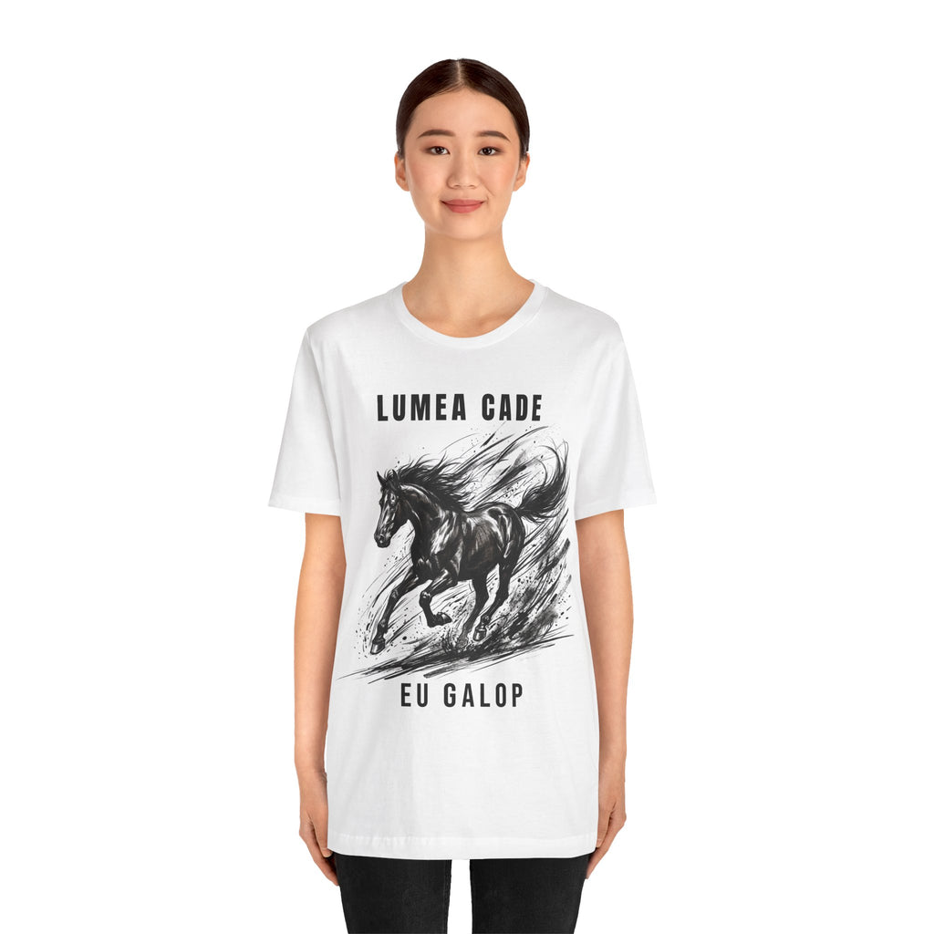 Tricou edgy cu Cai 'Lumea Cade, Eu Galop'