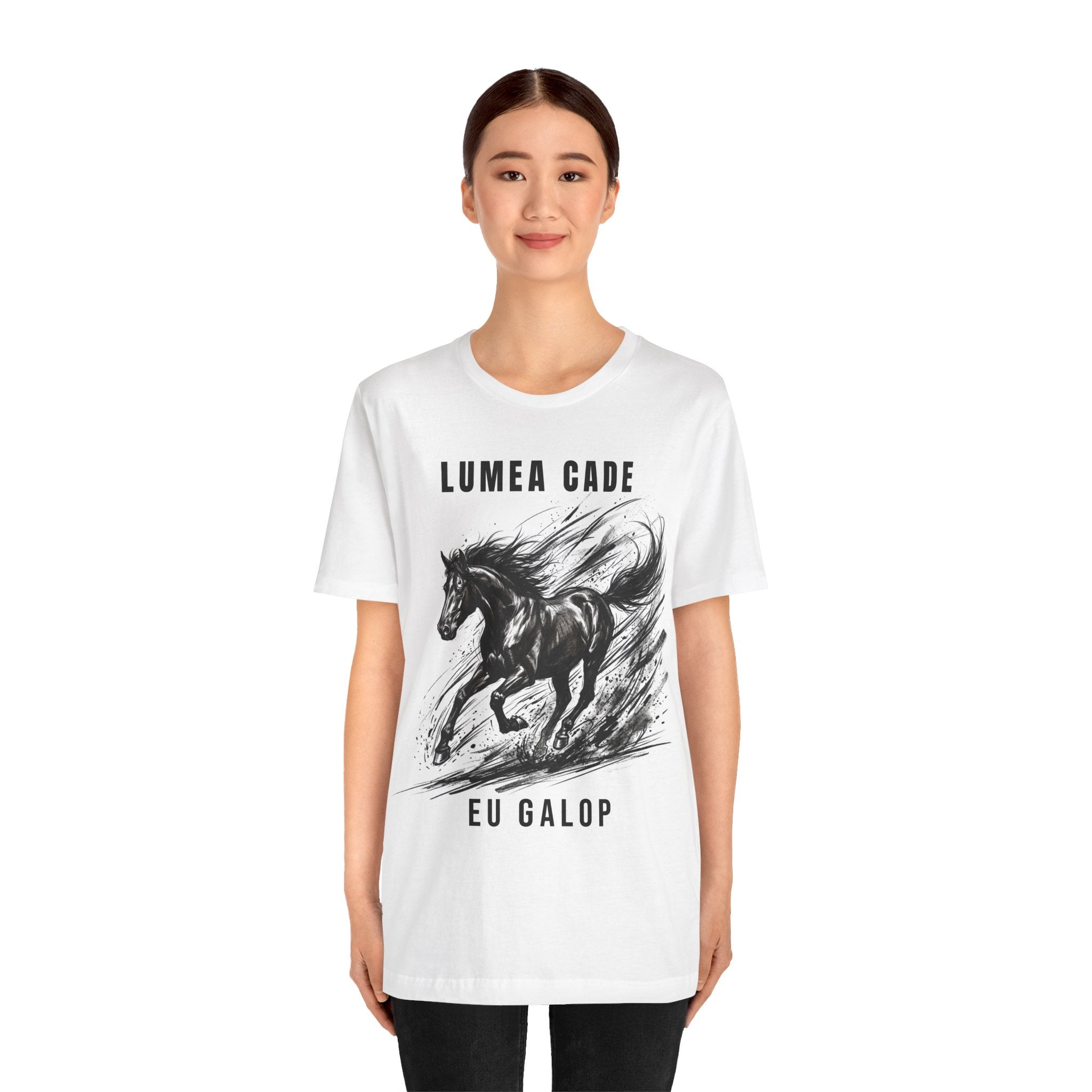 Tricou edgy cu Cai 'Lumea Cade, Eu Galop'
