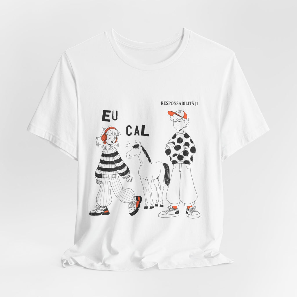 Tricou Amuzant cu Cai 'Eu, Cal, Responsabilitati'