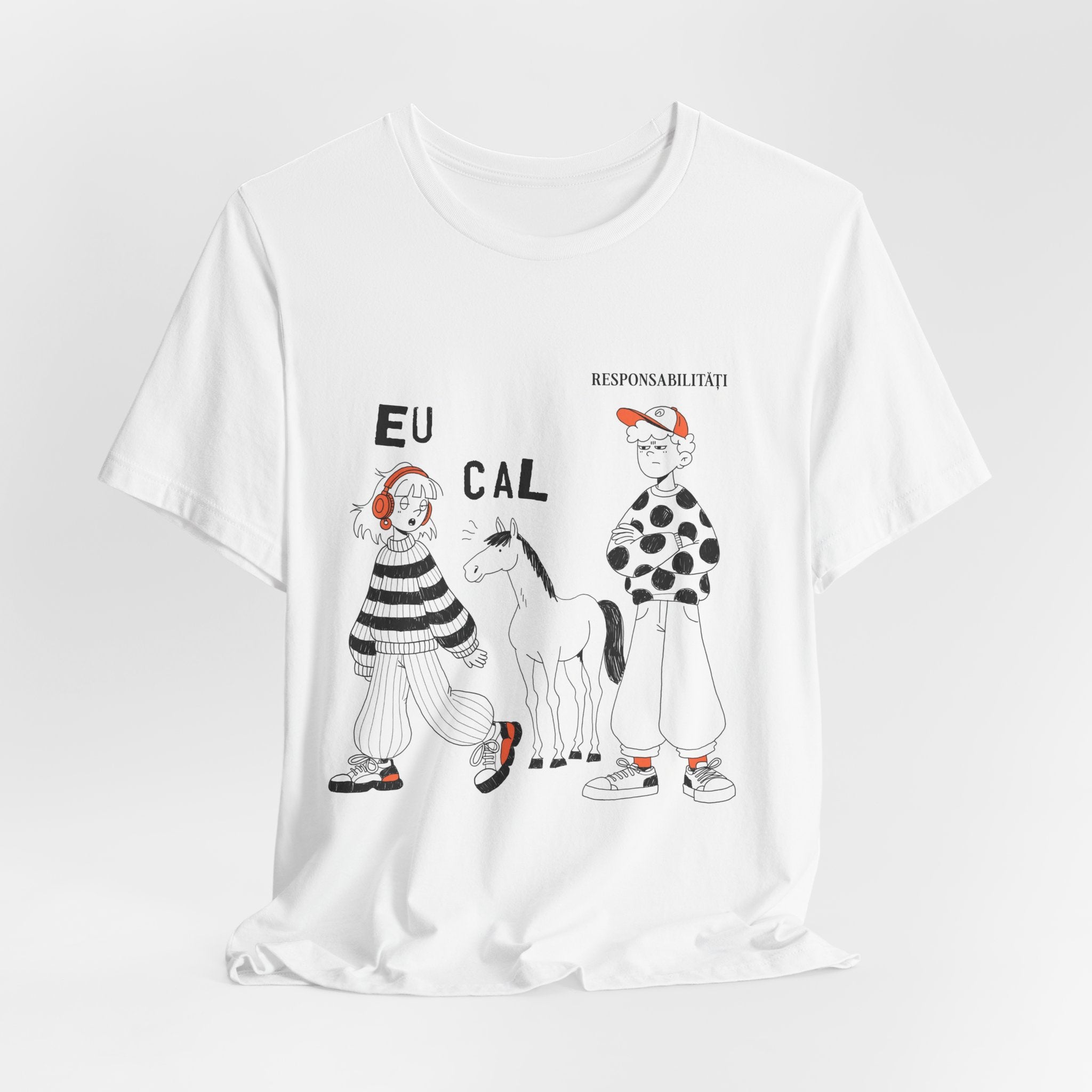 Tricou Amuzant cu Cai 'Eu, Cal, Responsabilitati'
