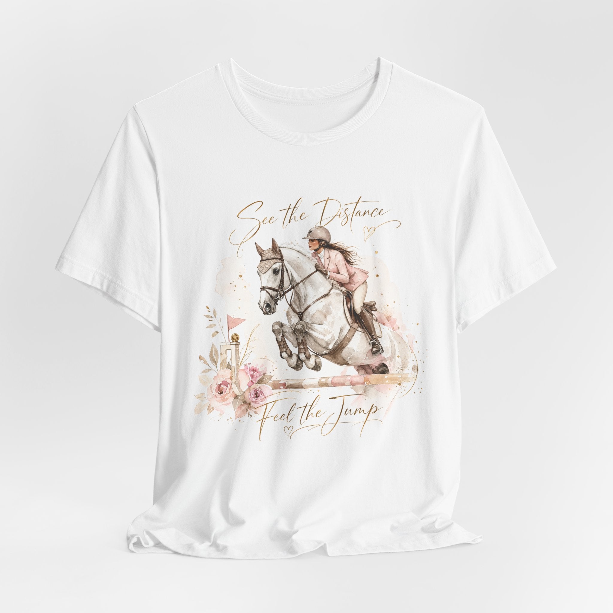Tricou motivational cu cai 'See the distance Feel the jump'