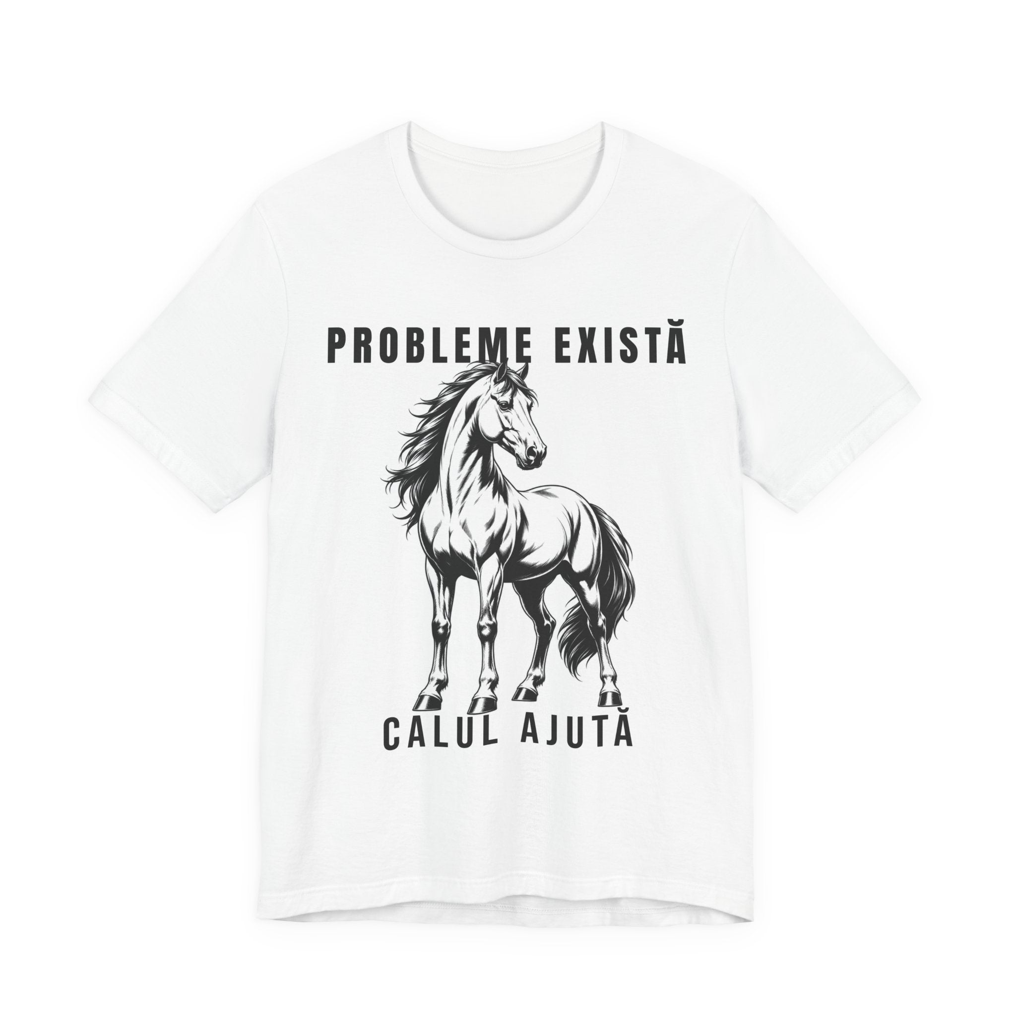 Tricou Edgy cu Cai 'Probleme Există, Calul Ajută'