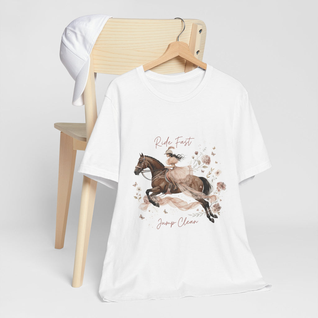 Tricou motivational cu cai 'Ride Fast, Jump Clean'