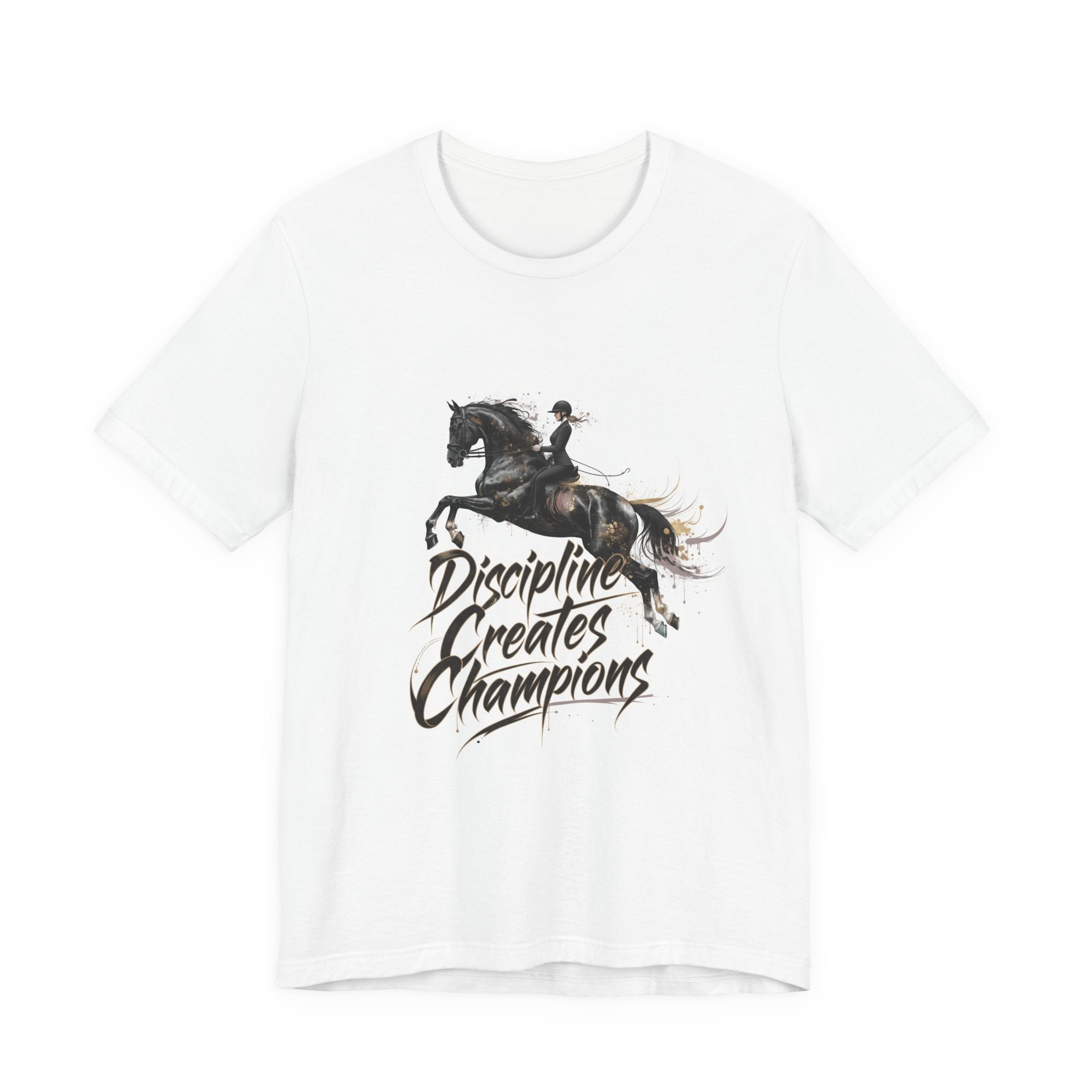 Tricou motivational cu cai 'Discipline Creates Champions'