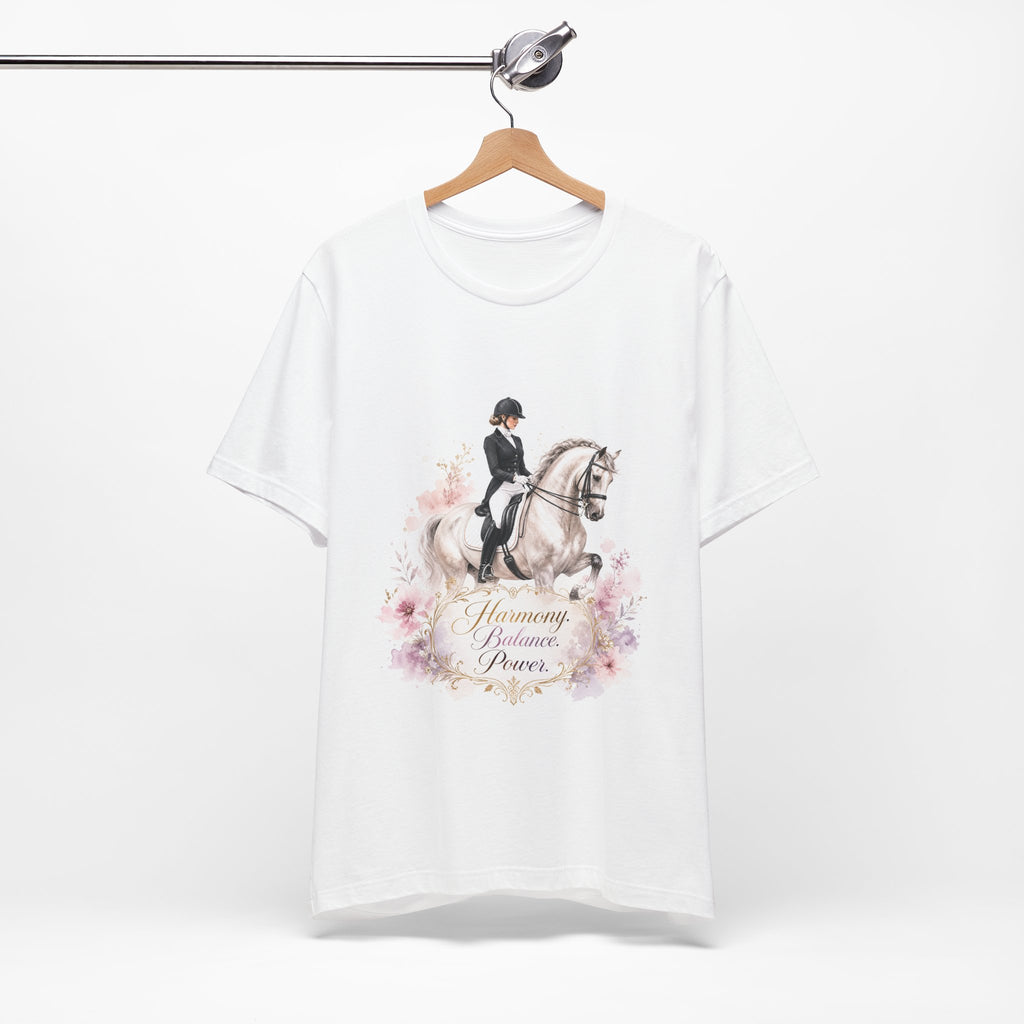 Tricou motivational cu cai 'Harmony Balance Power'