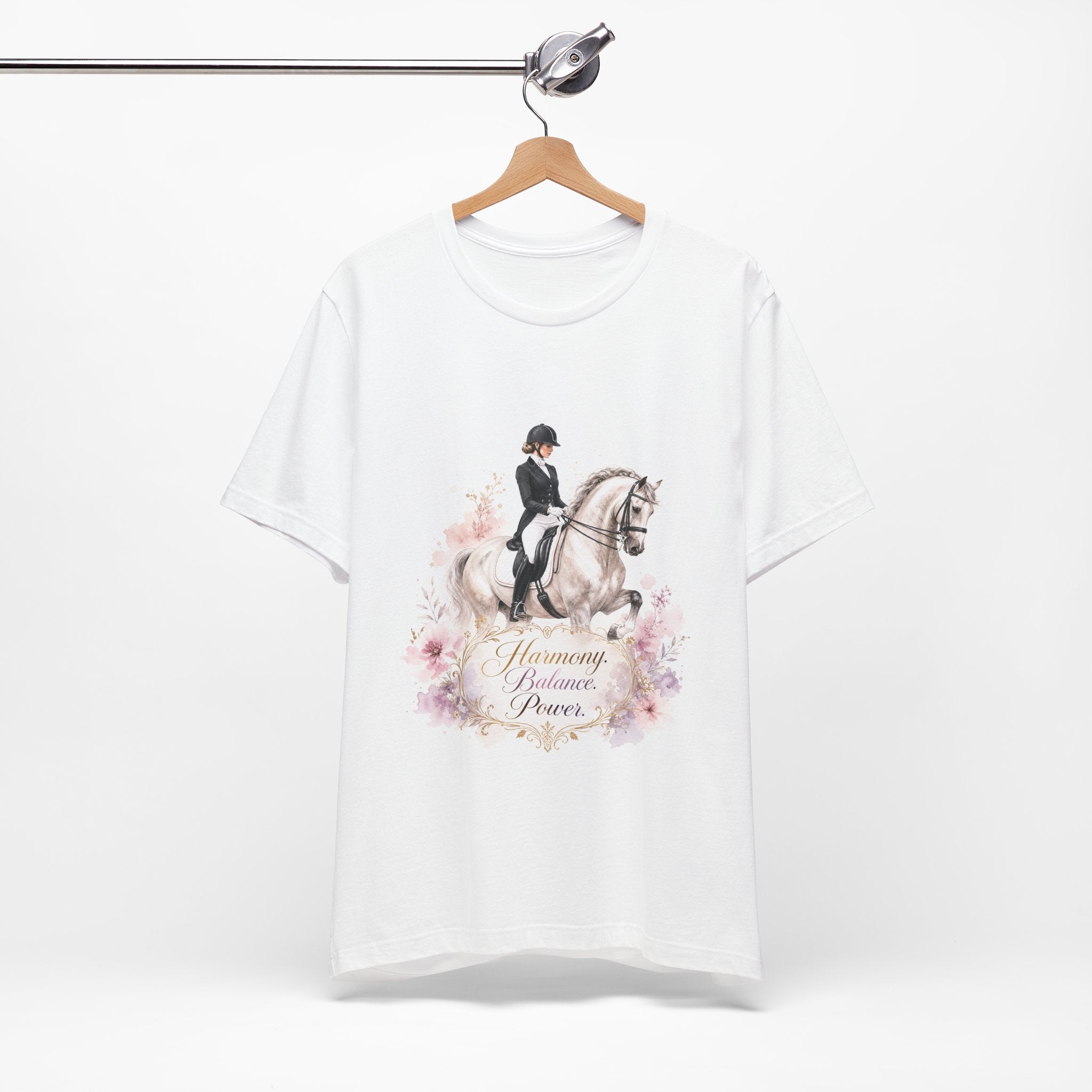 Tricou motivational cu cai 'Harmony Balance Power'