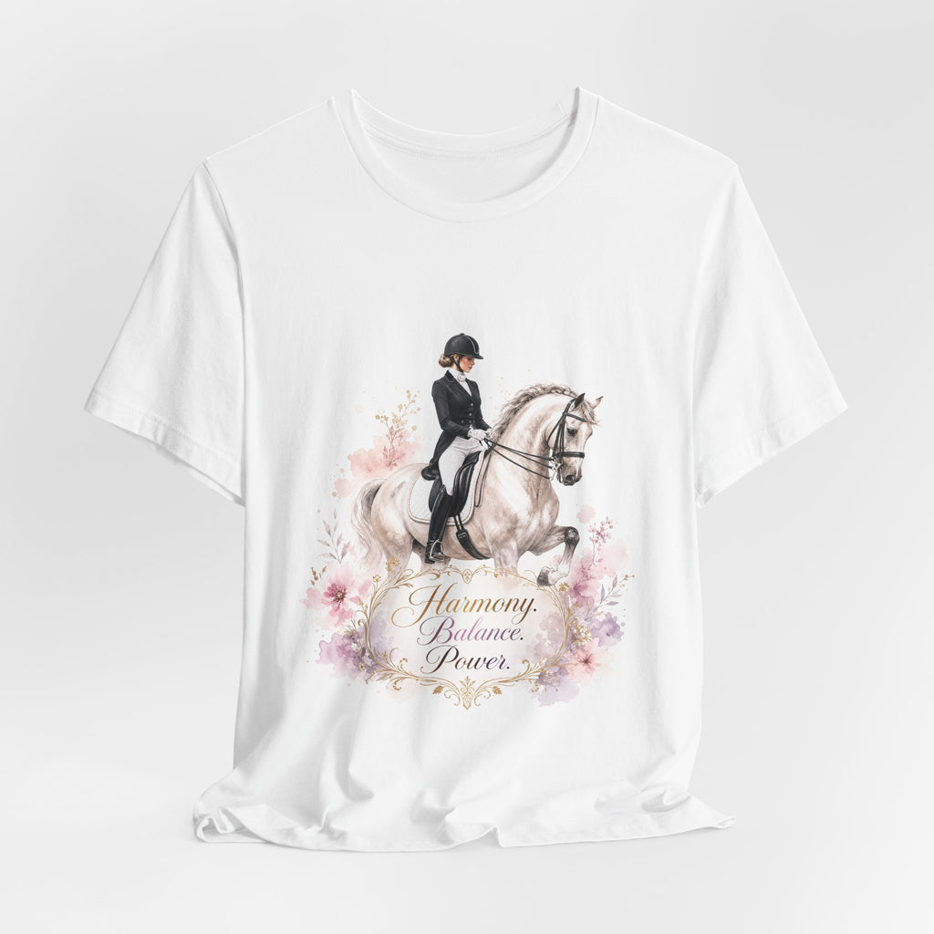 Tricou motivational cu cai 'Harmony Balance Power'