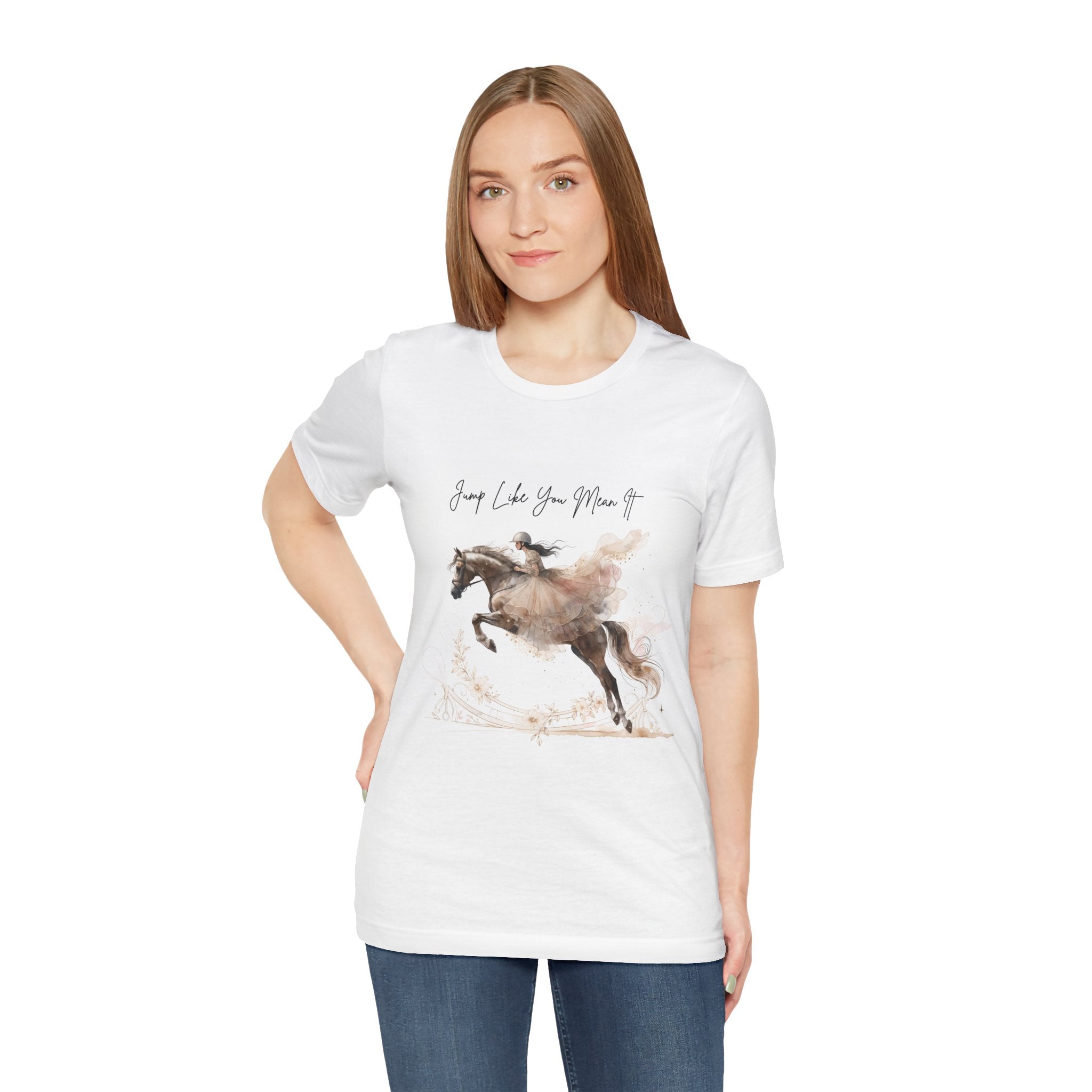 Tricou motivational cu cai 'Jump Like You Mean It'