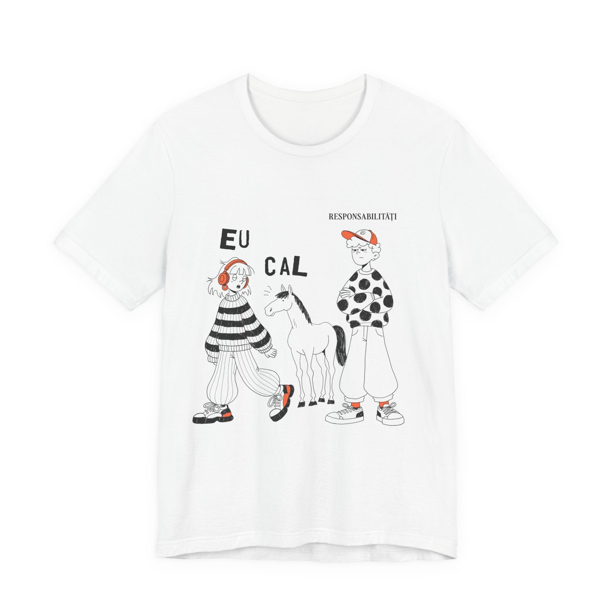 Tricou Amuzant cu Cai 'Eu, Cal, Responsabilitati'