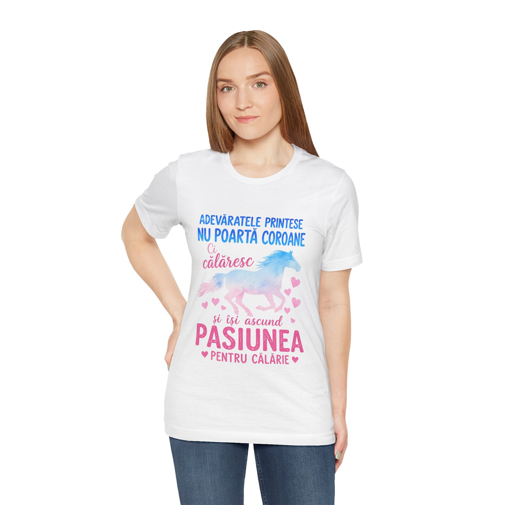Tricou mesaj cu Cai 'Adevăratele prințese nu poartă coroane, călăresc'