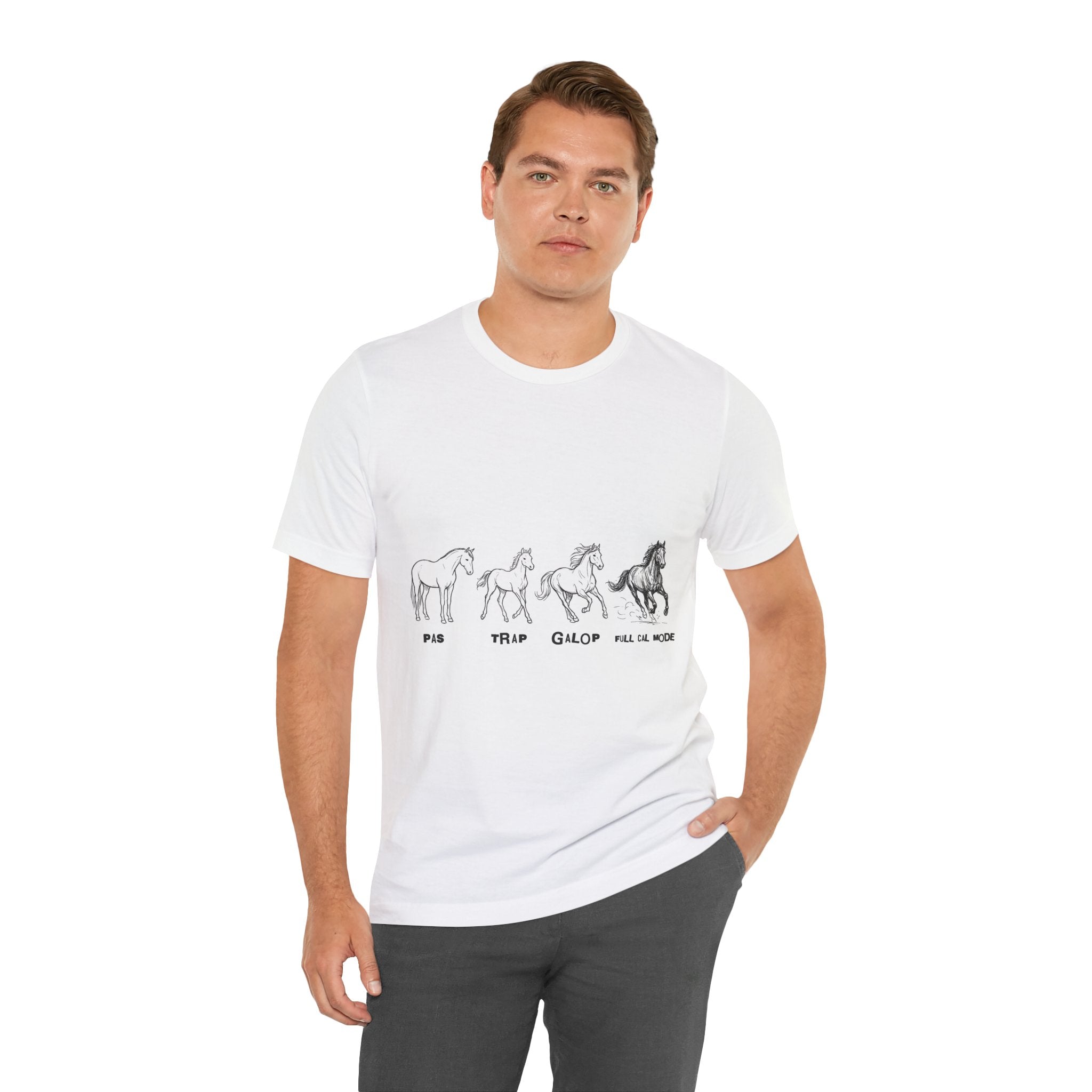 Tricou Amuzant cu Cai  'Walk, Trot, Gallop'