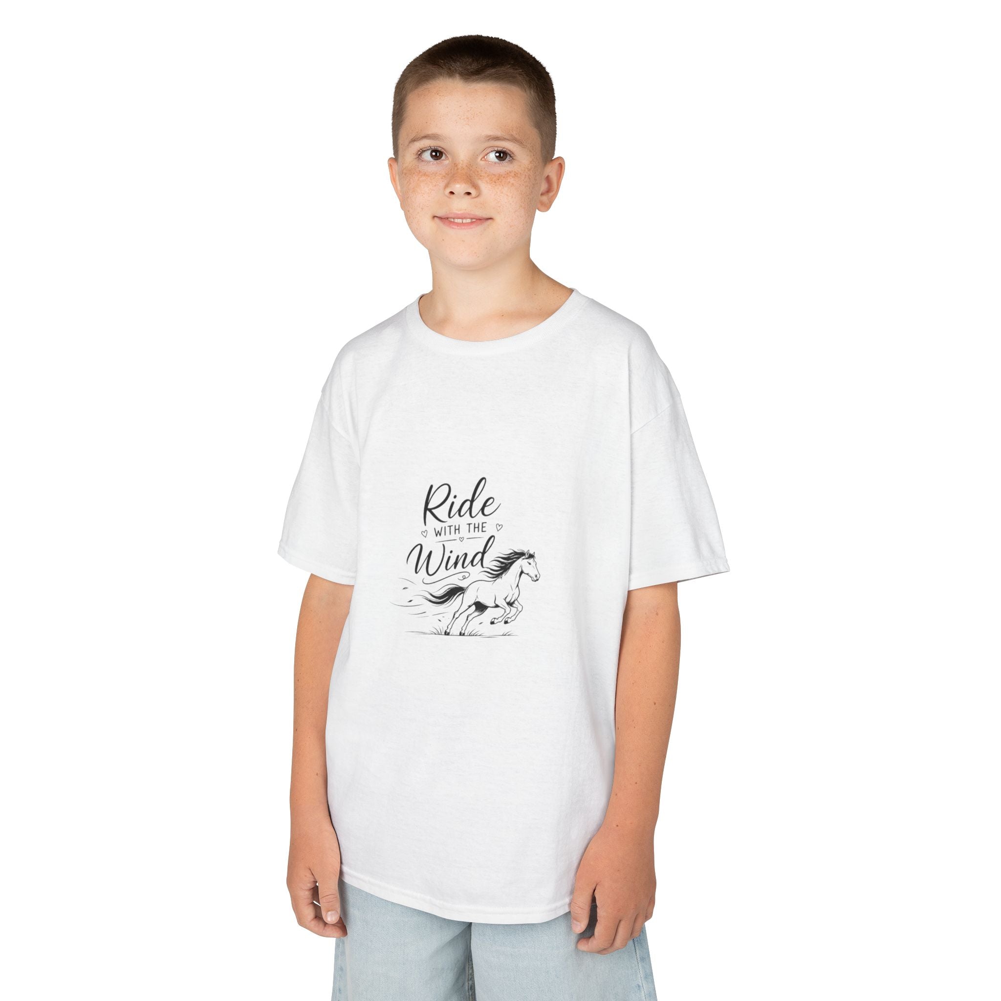 Tricou amuzant cu cai pentru copii 'Ride  with the Wind'