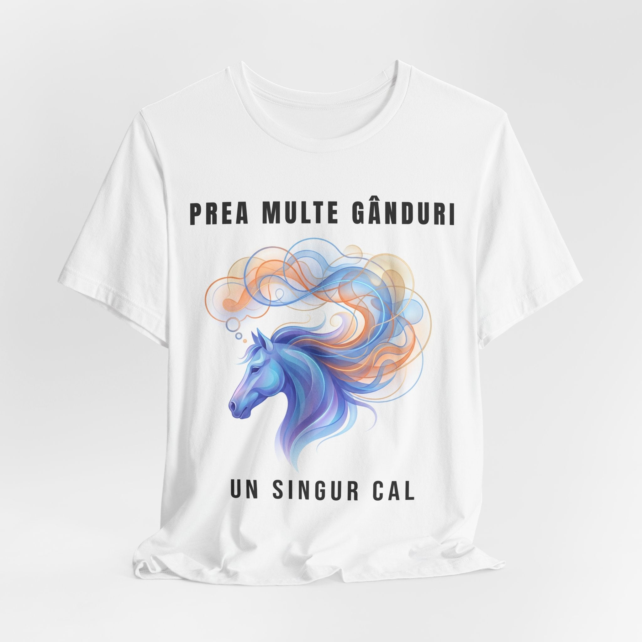 Tricou Edgy cu Cai 'Prea Multe Gânduri, Un Singur Cal'