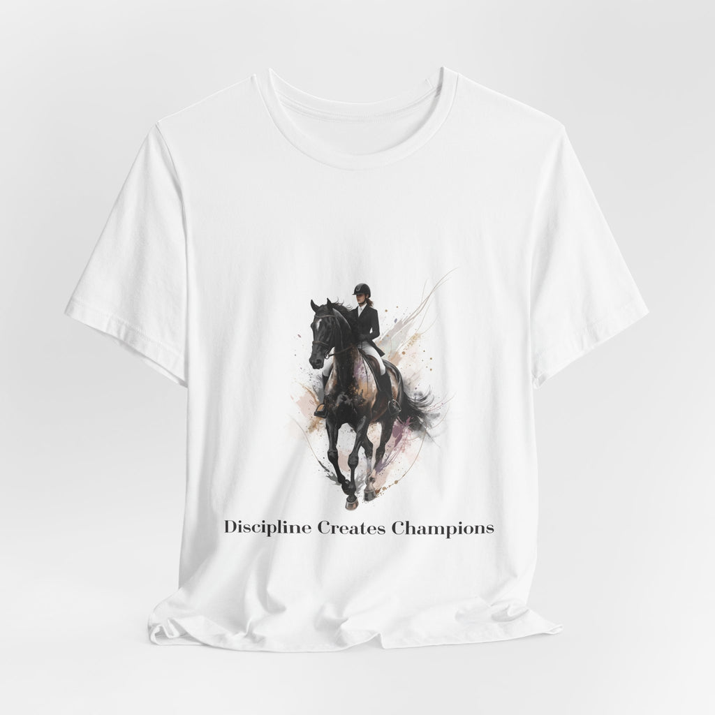 Tricou motivational cu cai 'Discipline Creates Champions'