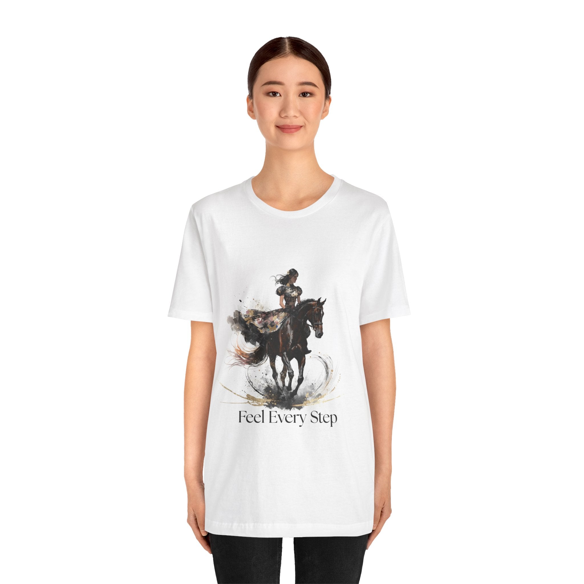 Tricou motivational cu cai 'Feel Every Step'