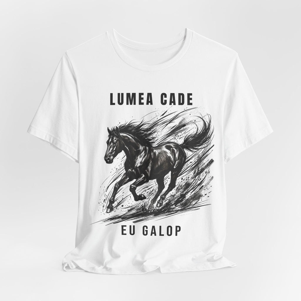 Tricou edgy cu Cai 'Lumea Cade, Eu Galop'