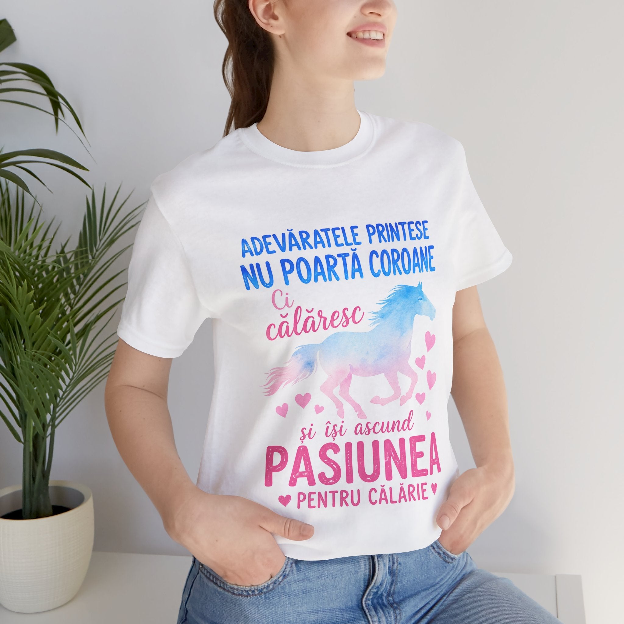 Tricou mesaj cu Cai 'Adevăratele prințese nu poartă coroane, călăresc'
