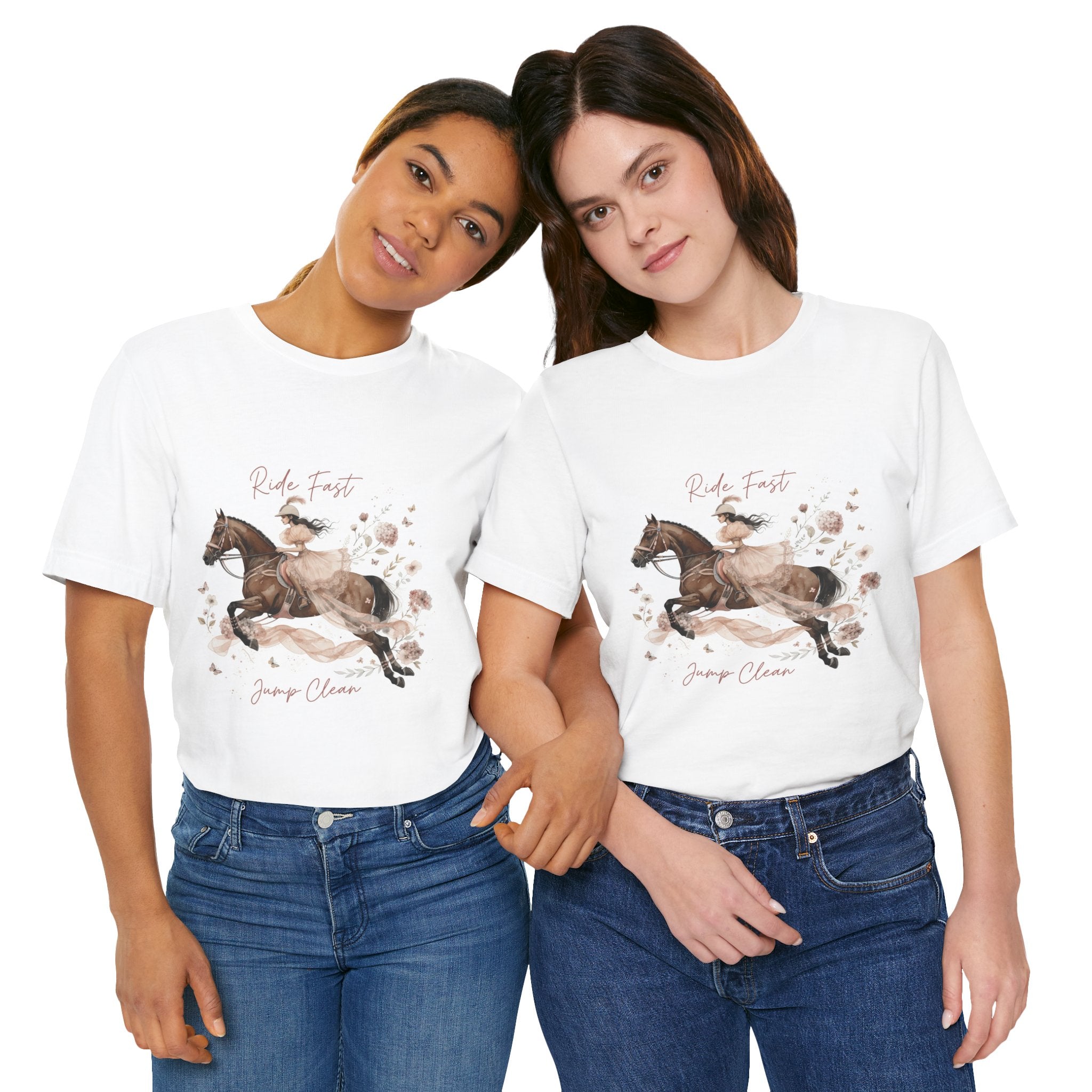 Tricou motivational cu cai 'Ride Fast, Jump Clean'