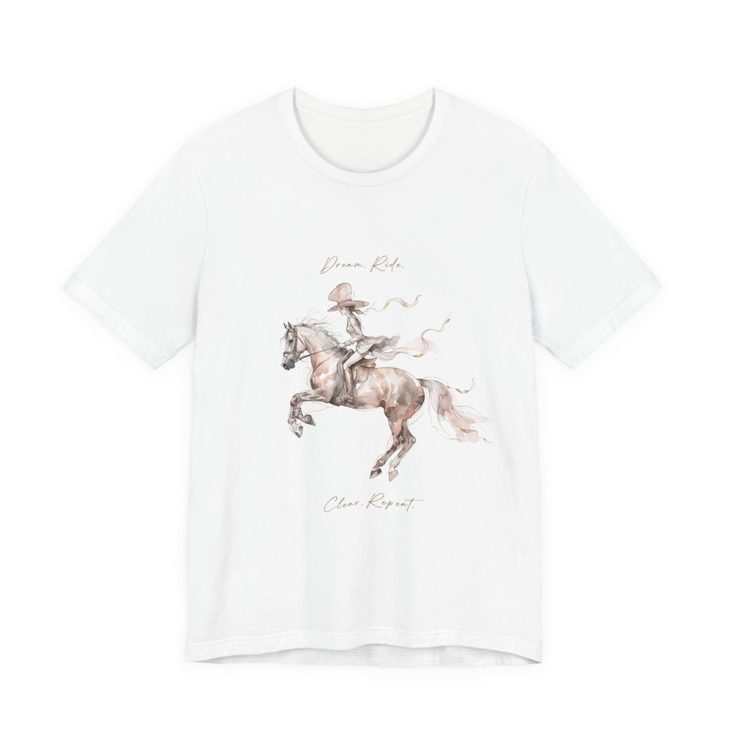 Tricou motivational cu cai 'Brave Rider, Chase Dreams'