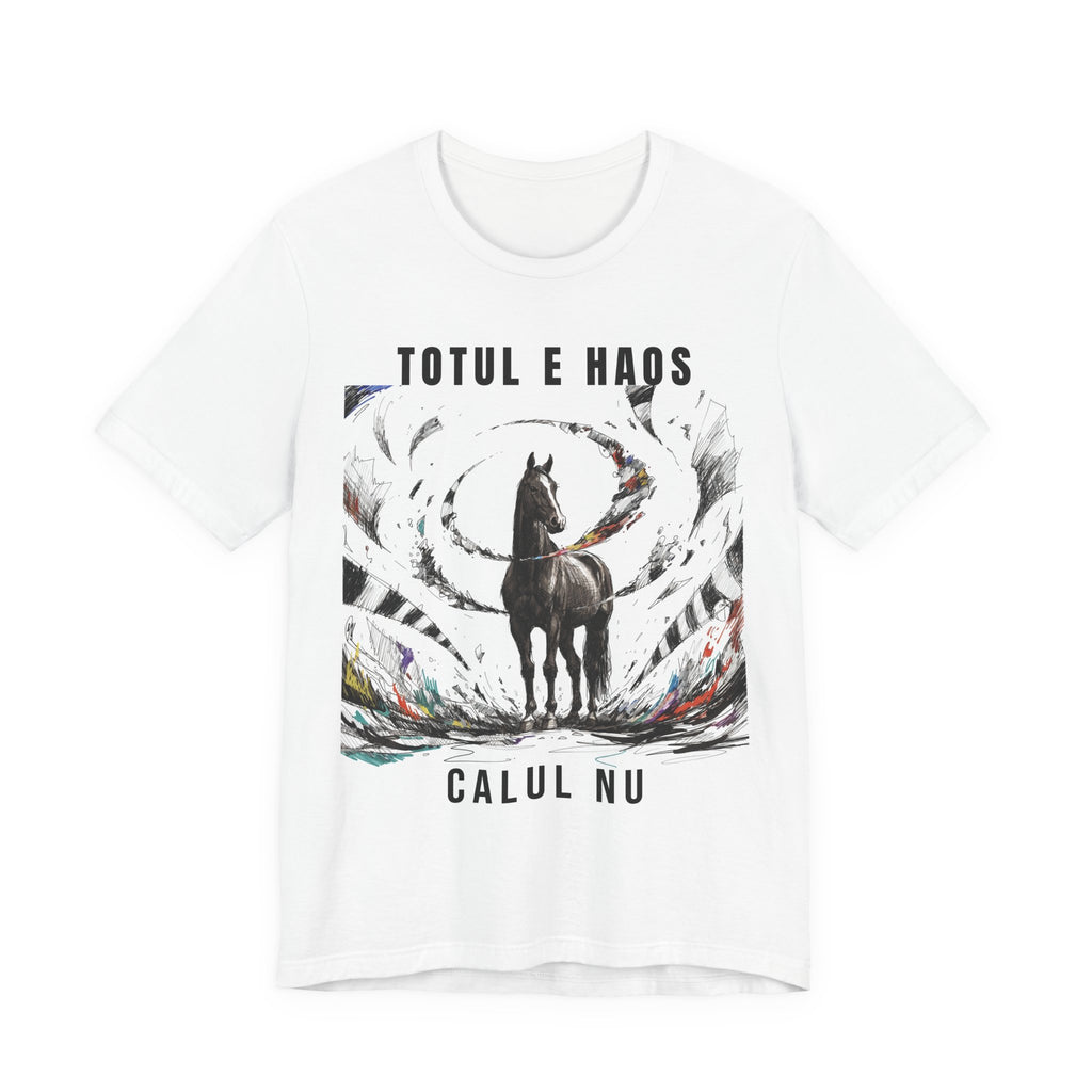 Tricou edgy cu Cai 'Totul e haos, calul nu'