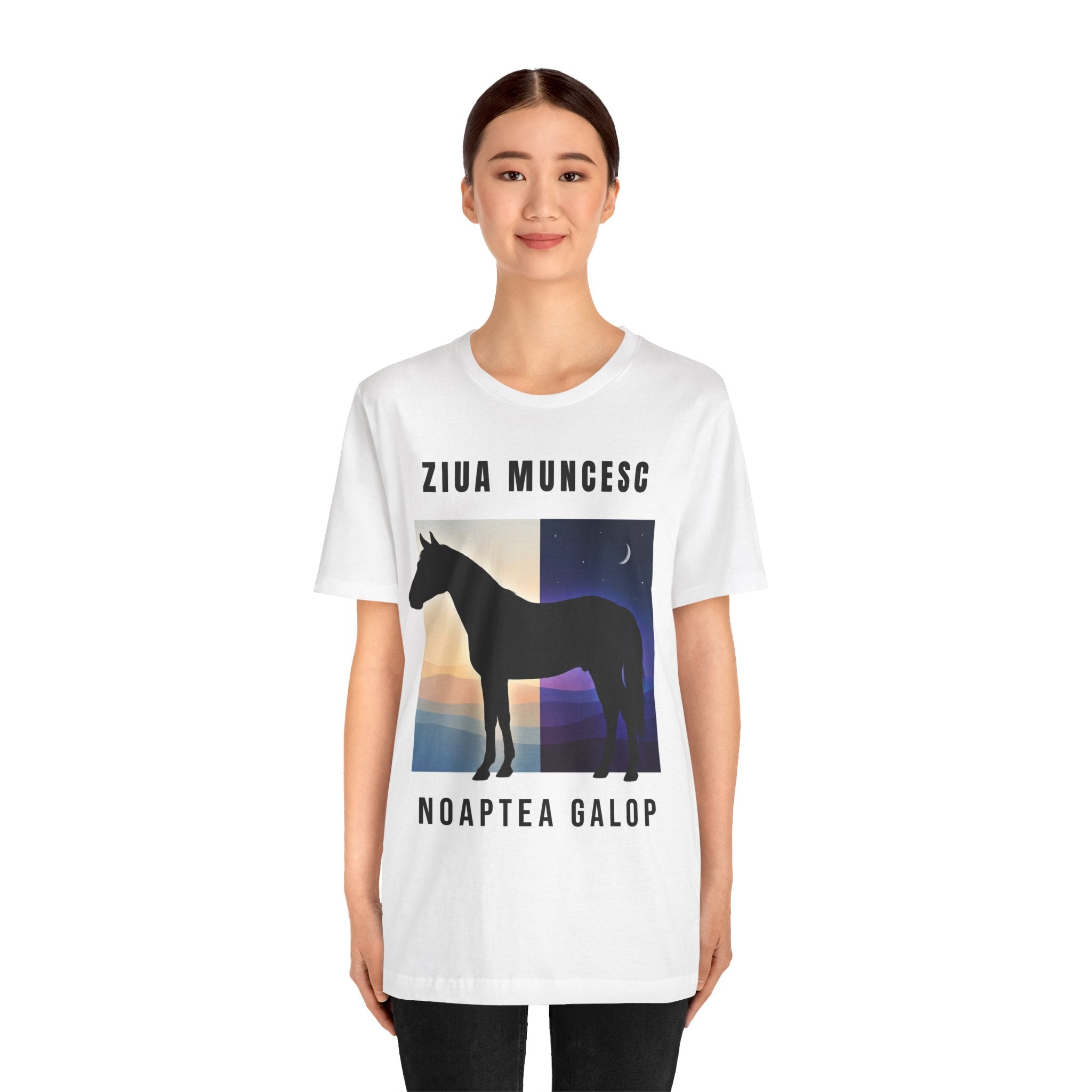 Tricou Edgy cu Cai 'Ziua Muncesc Noaptea Galop'