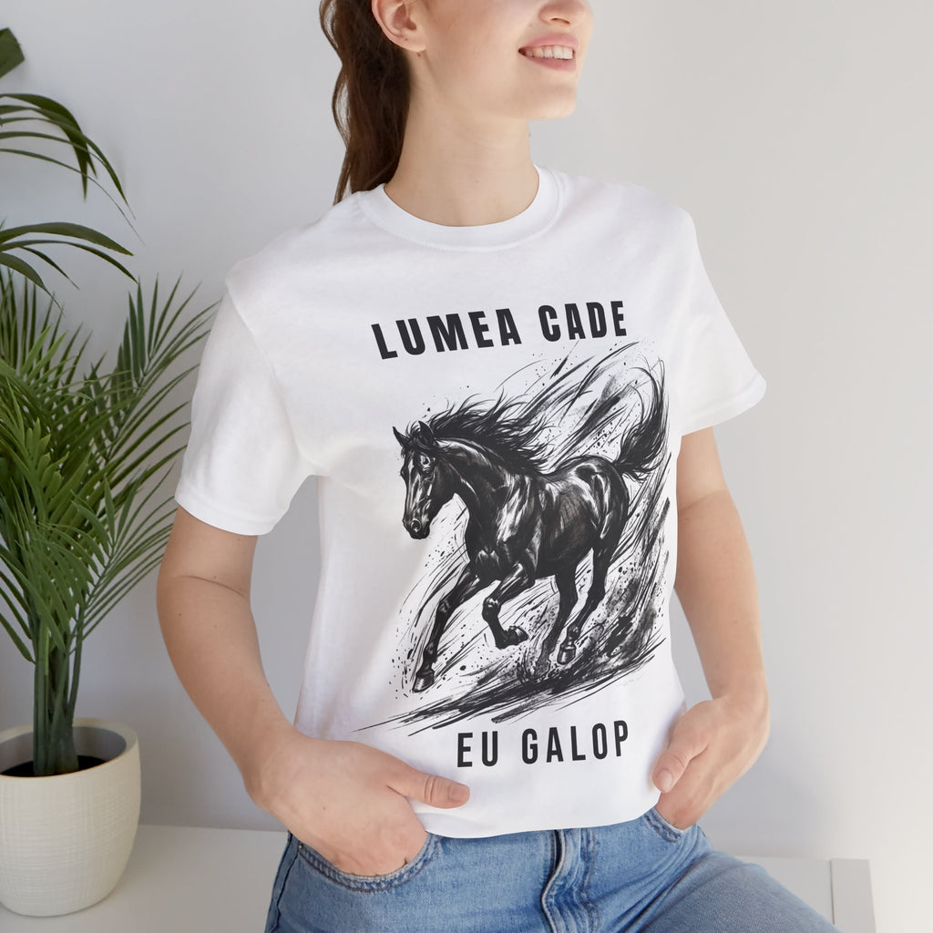 Tricou edgy cu Cai 'Lumea Cade, Eu Galop'