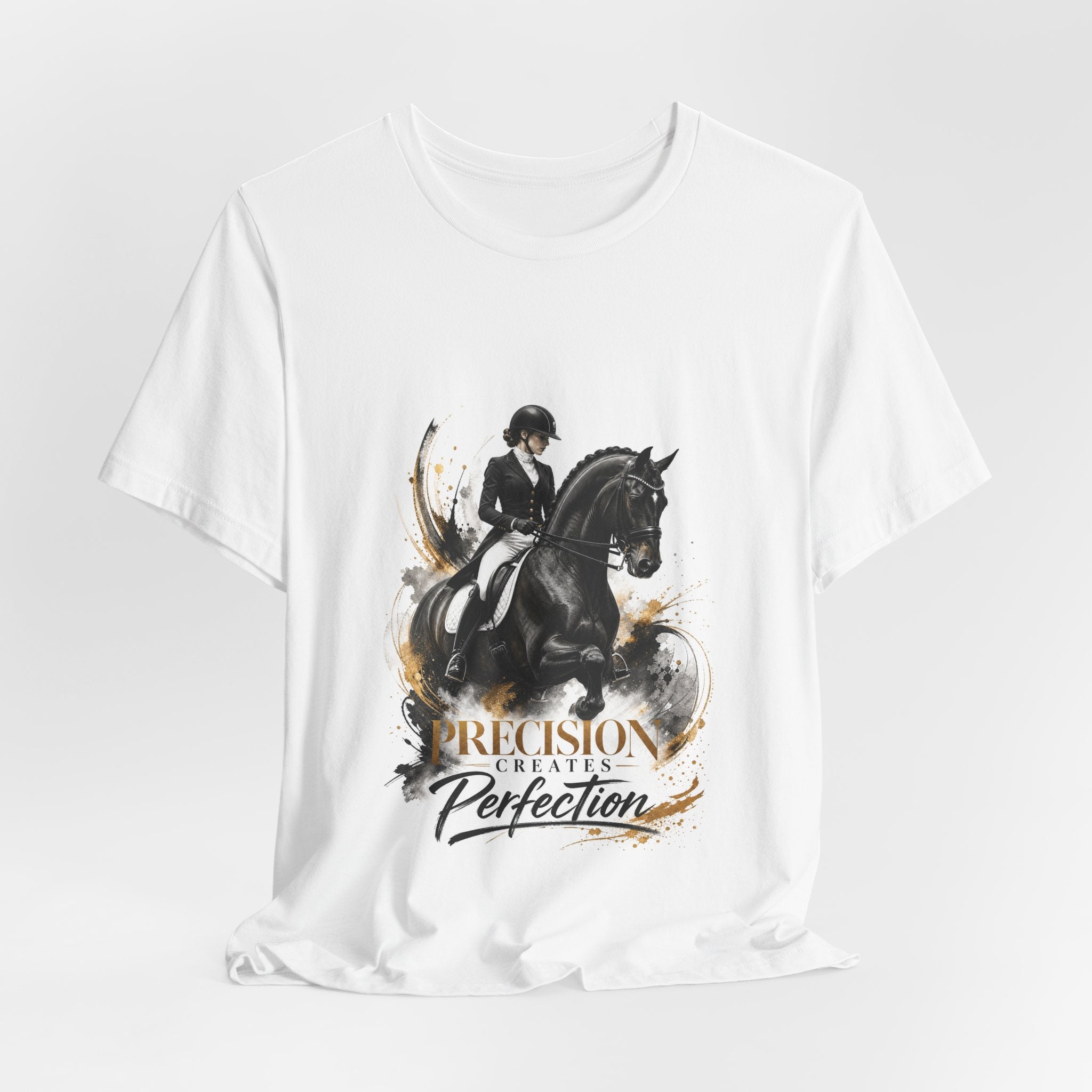 Tricou motivational cu cai 'Precision Creates Perfection'