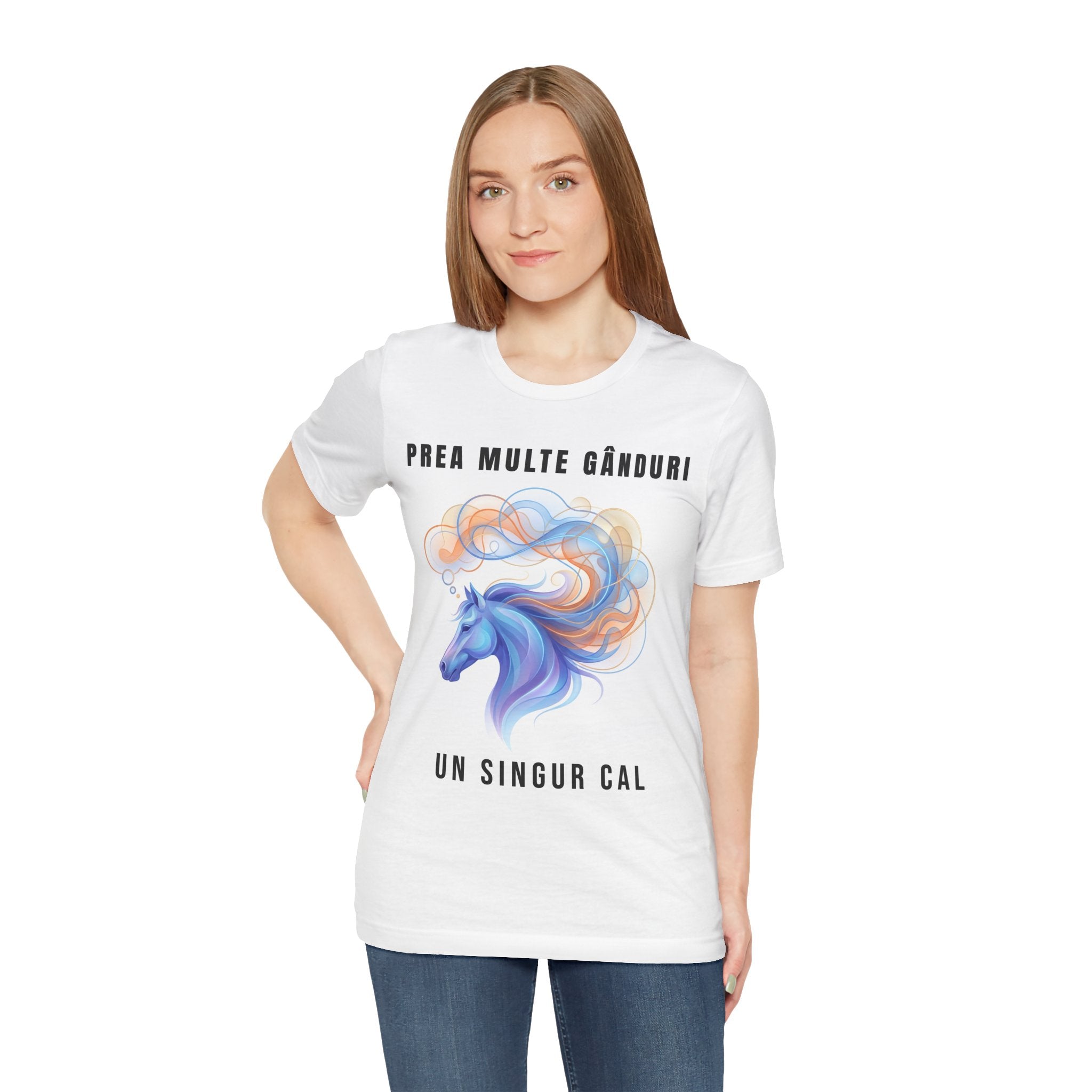 Tricou Edgy cu Cai 'Prea Multe Gânduri, Un Singur Cal'