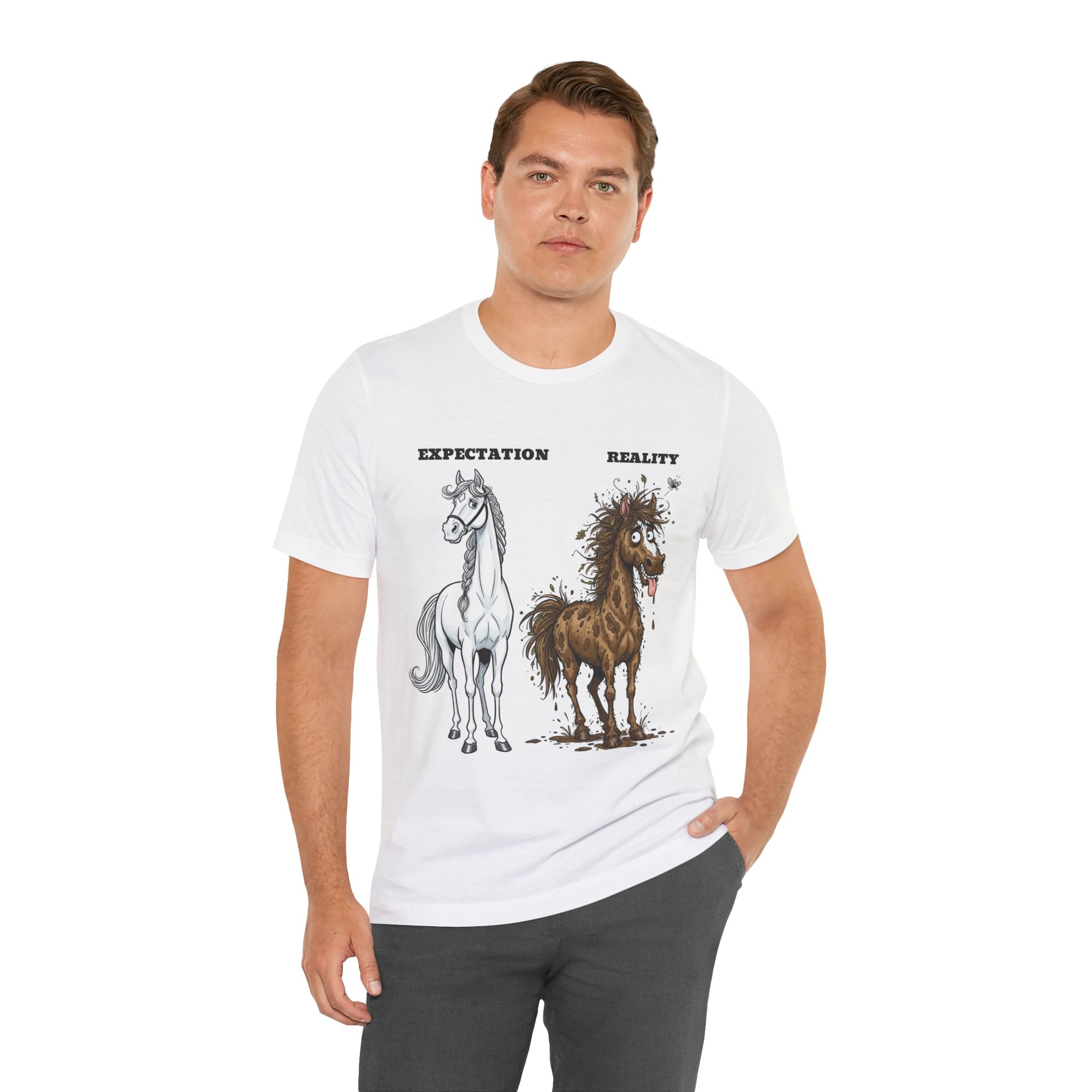 Expectation vs Reality Horse T-Shirt — Funny Equestrian Tee