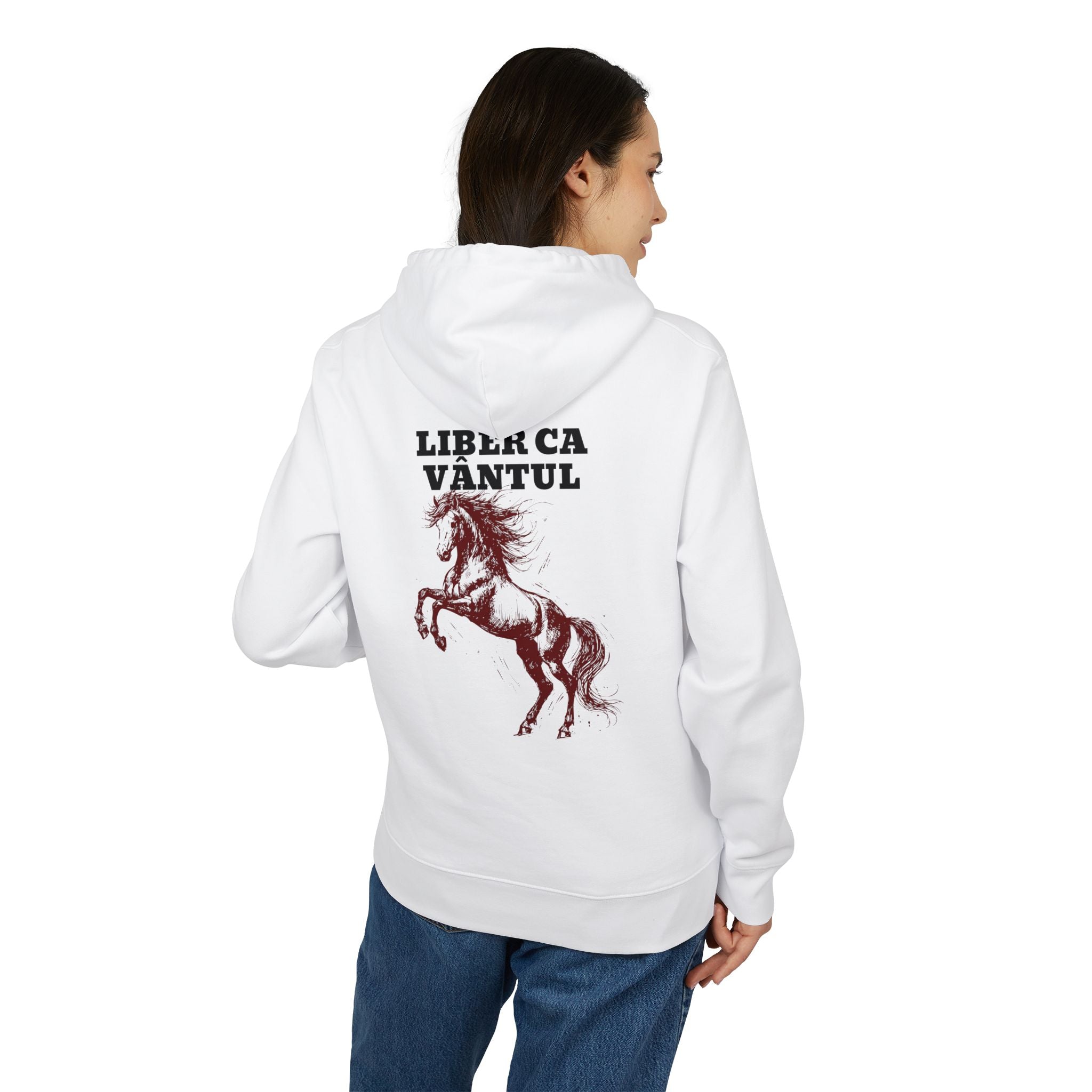 Horse Graphic Hoodie — "Liber ca Vântul" Romanian Equestrian Hoodie