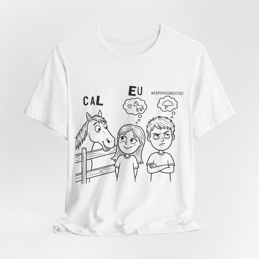 Tricou Amuzant cu Cai 'Eu, Cal, Responsabilitati'