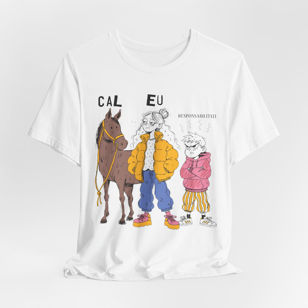 Tricou Amuzant cu Cai 'Eu, Cal, Responsabilitati'