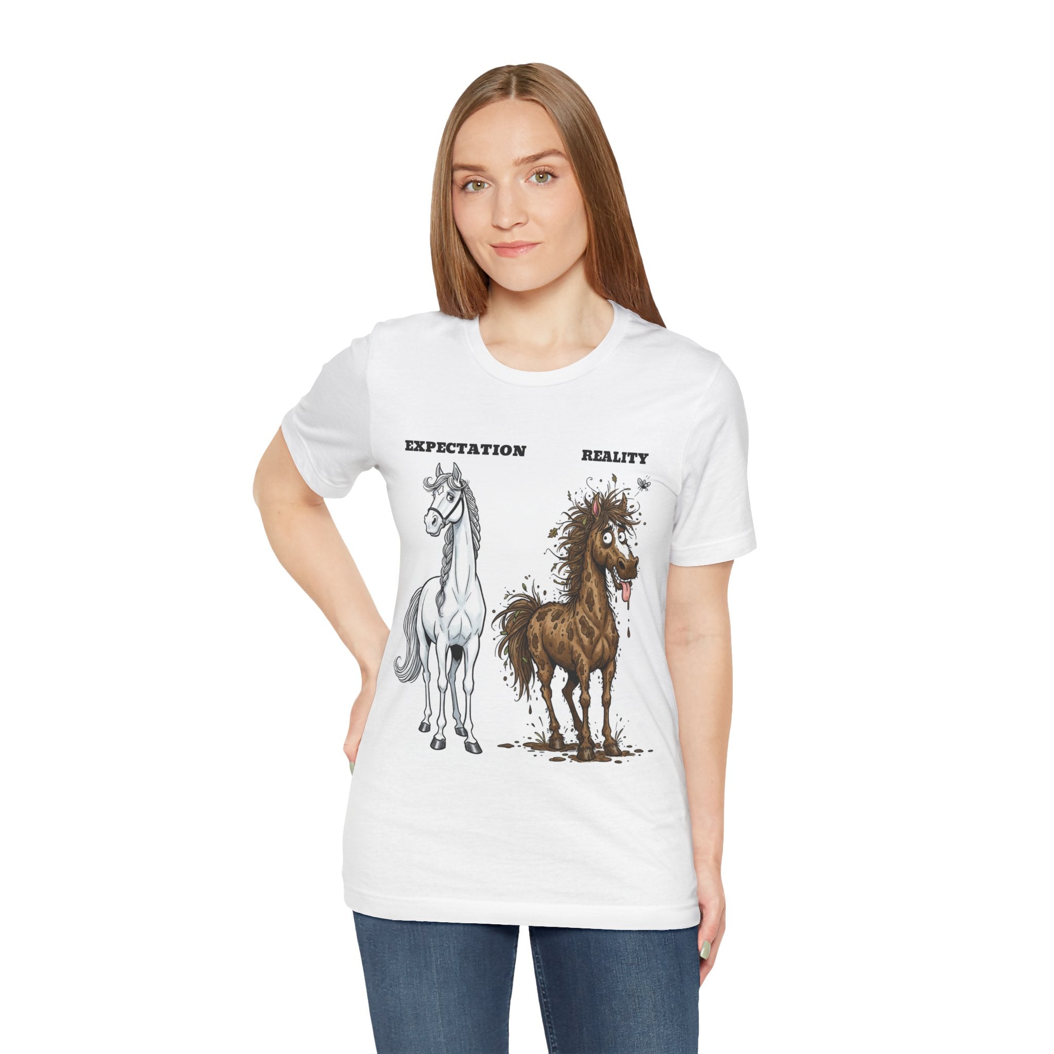 Expectation vs Reality Horse T-Shirt — Funny Equestrian Tee