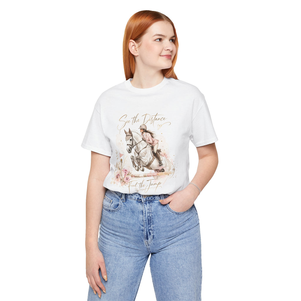 Tricou motivational cu cai 'See the distance Feel the jump'