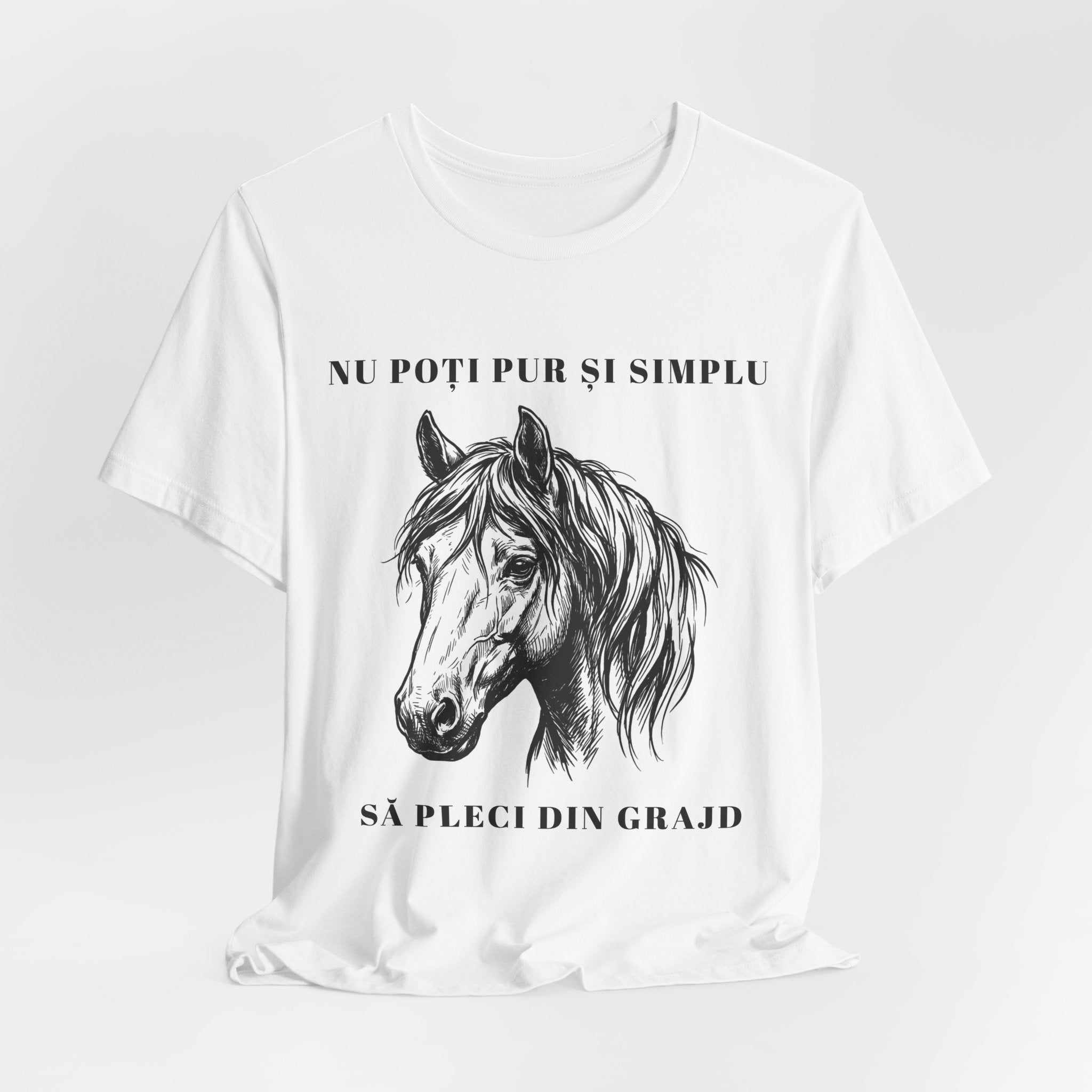 Tricou Amuzant cu Cai 'Nu poți pur și simplu să pleci din grajd'