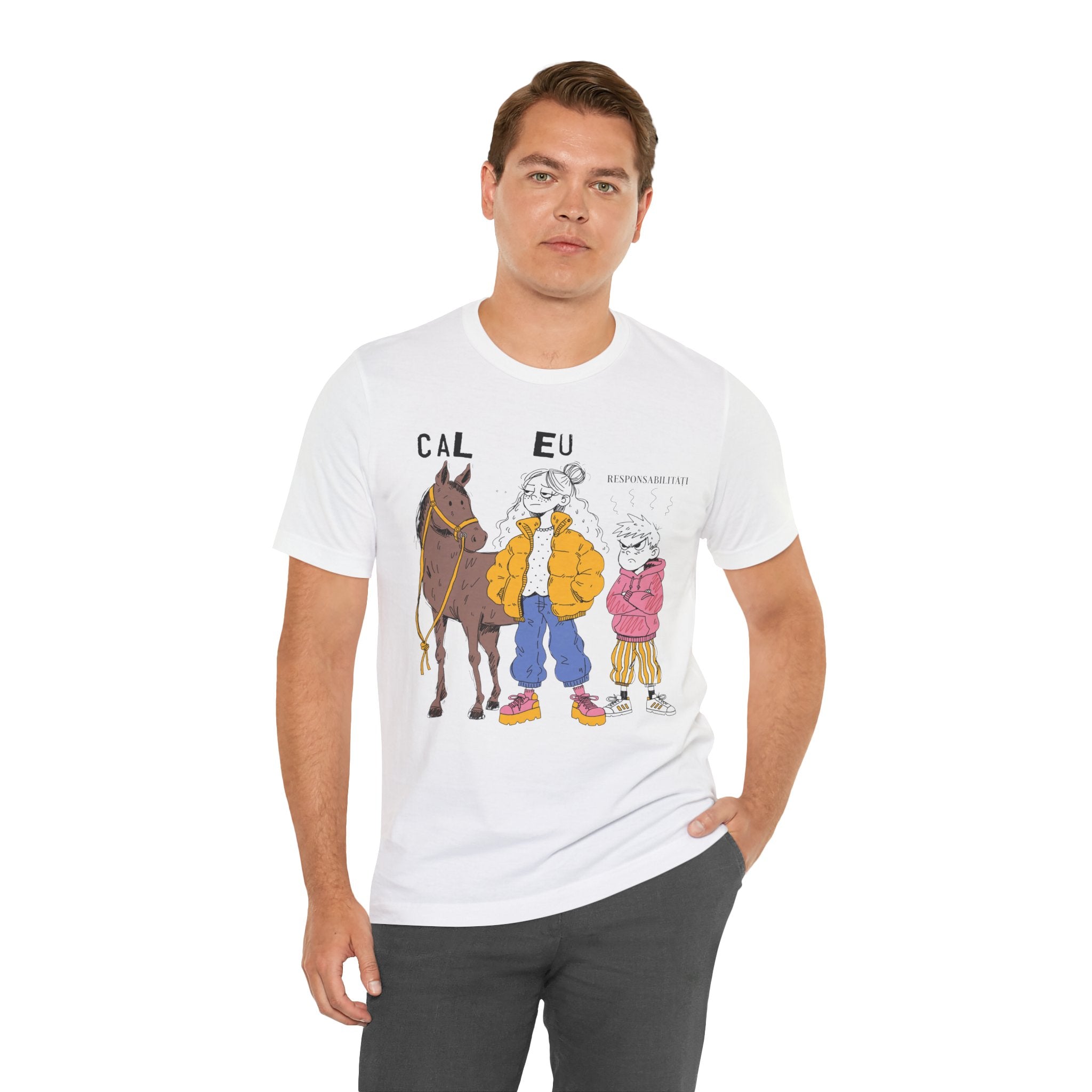 Tricou Amuzant cu Cai 'Eu, Cal, Responsabilitati'