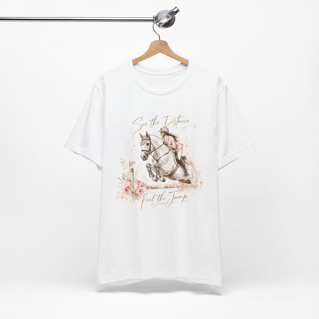 Tricou motivational cu cai 'See the distance Feel the jump'