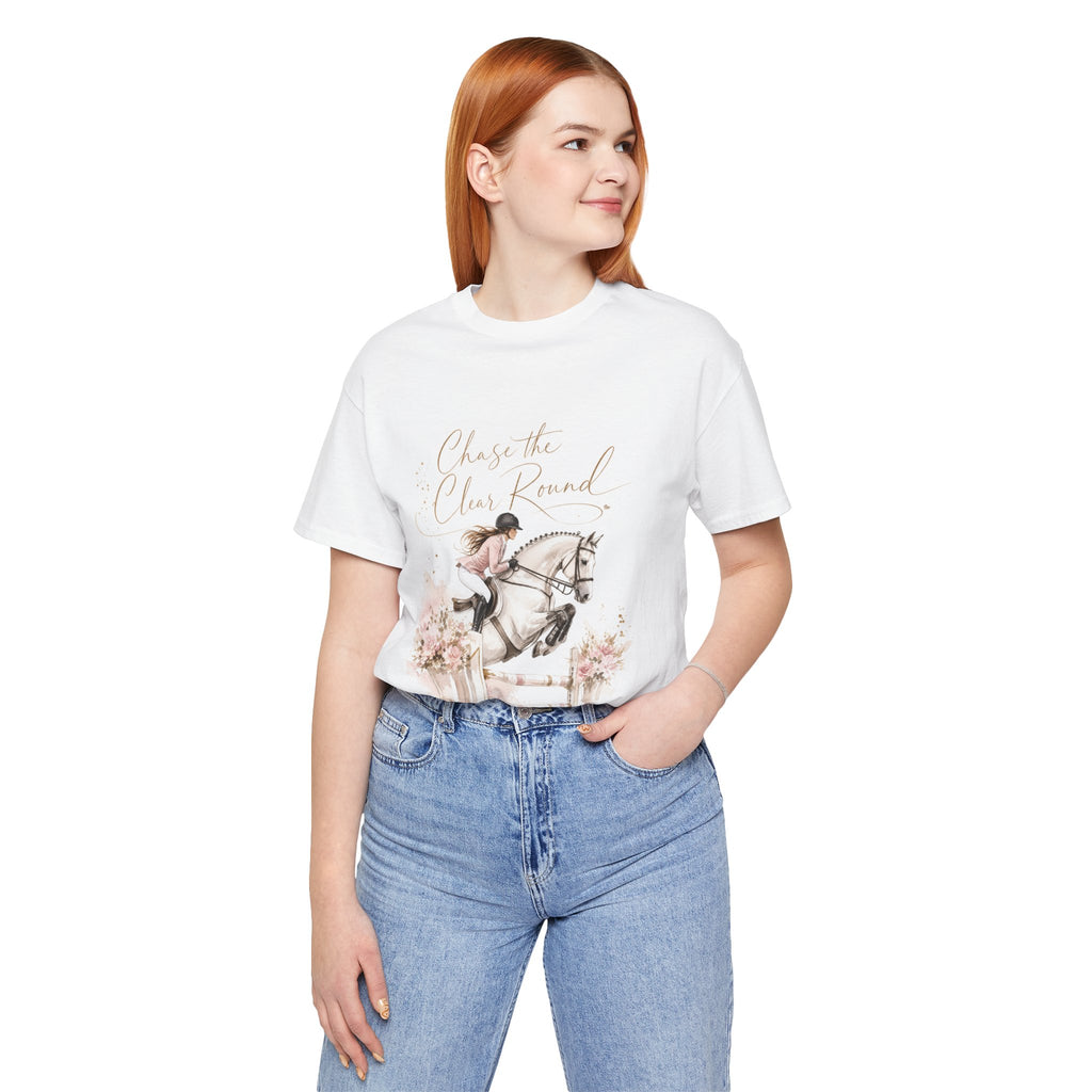 Tricou motivational cu cai 'Chase the Clear Round'
