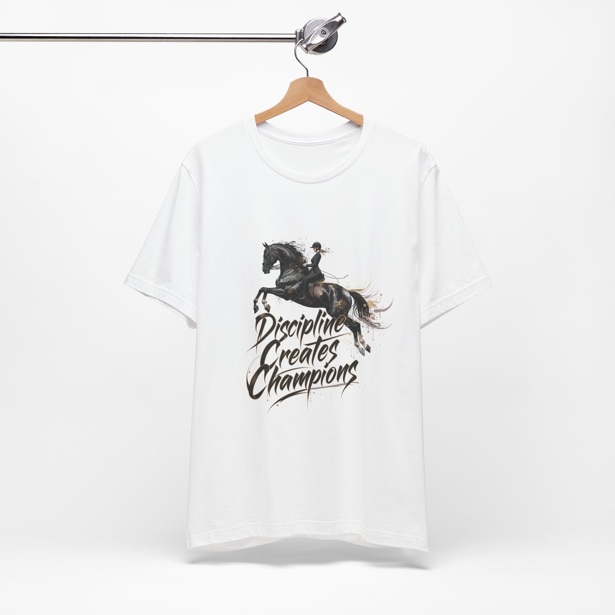 Tricou motivational cu cai 'Discipline Creates Champions'