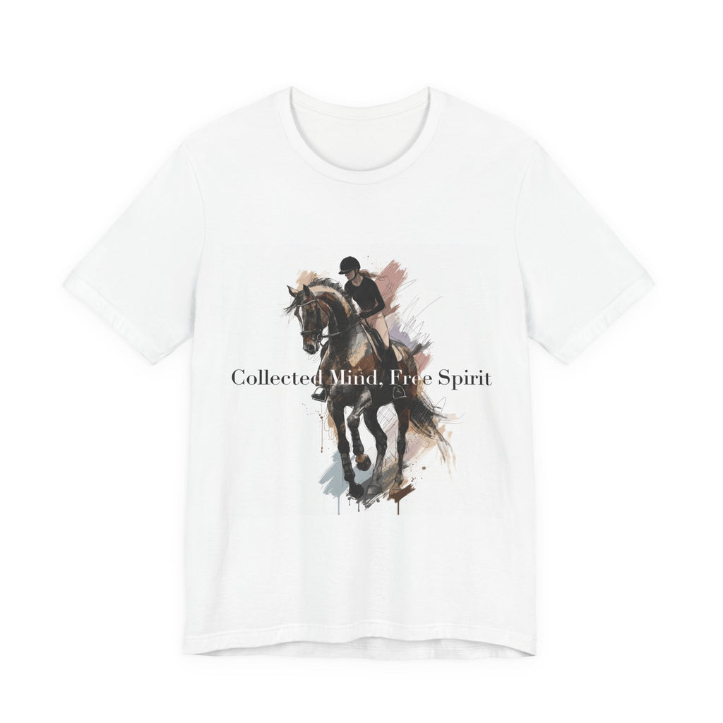 Tricou motivational cu cai 'Collected Mind, Free Spirit'
