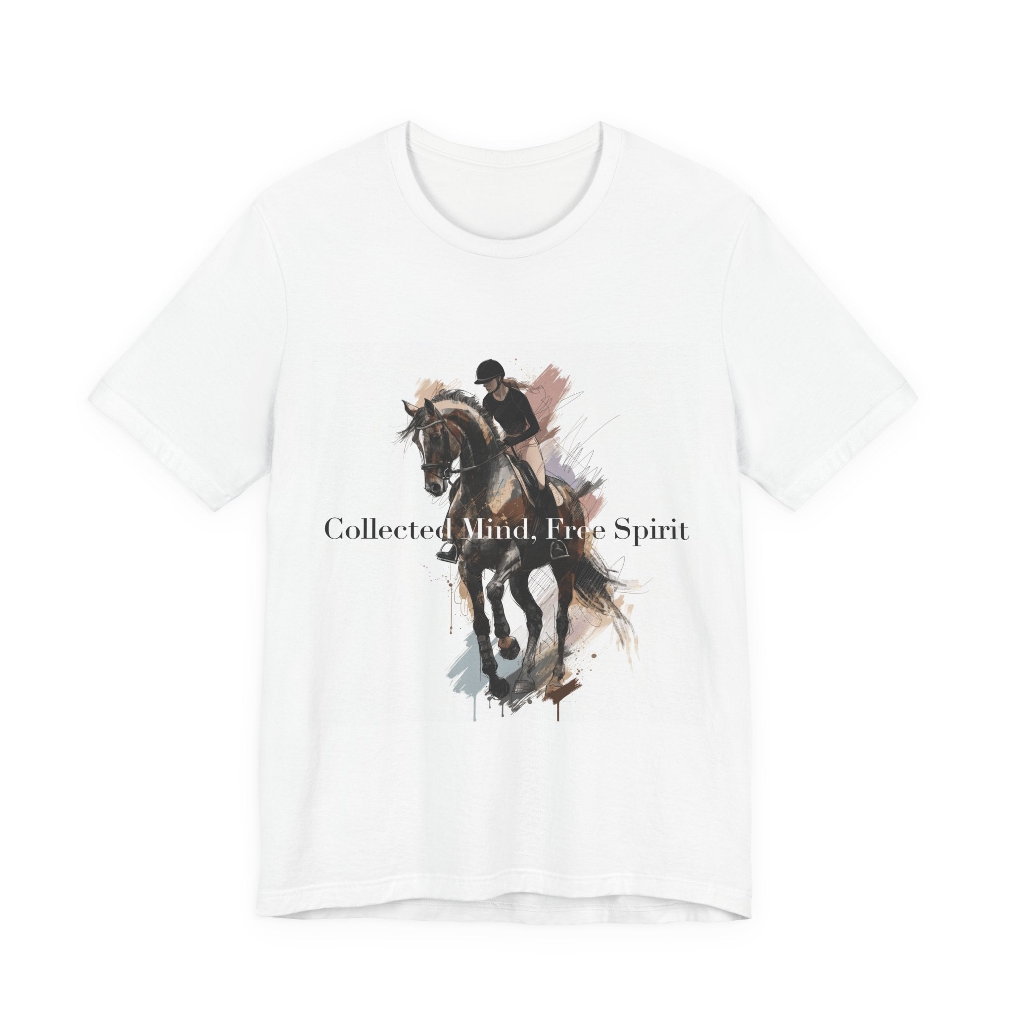 Tricou motivational cu cai 'Collected Mind, Free Spirit'