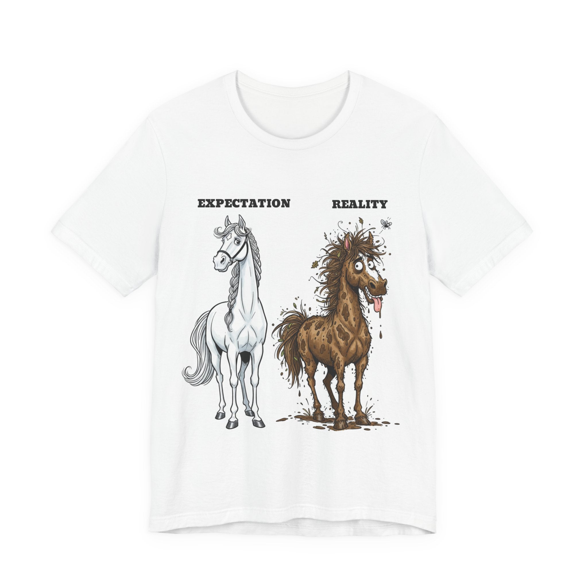 Expectation vs Reality Horse T-Shirt — Funny Equestrian Tee