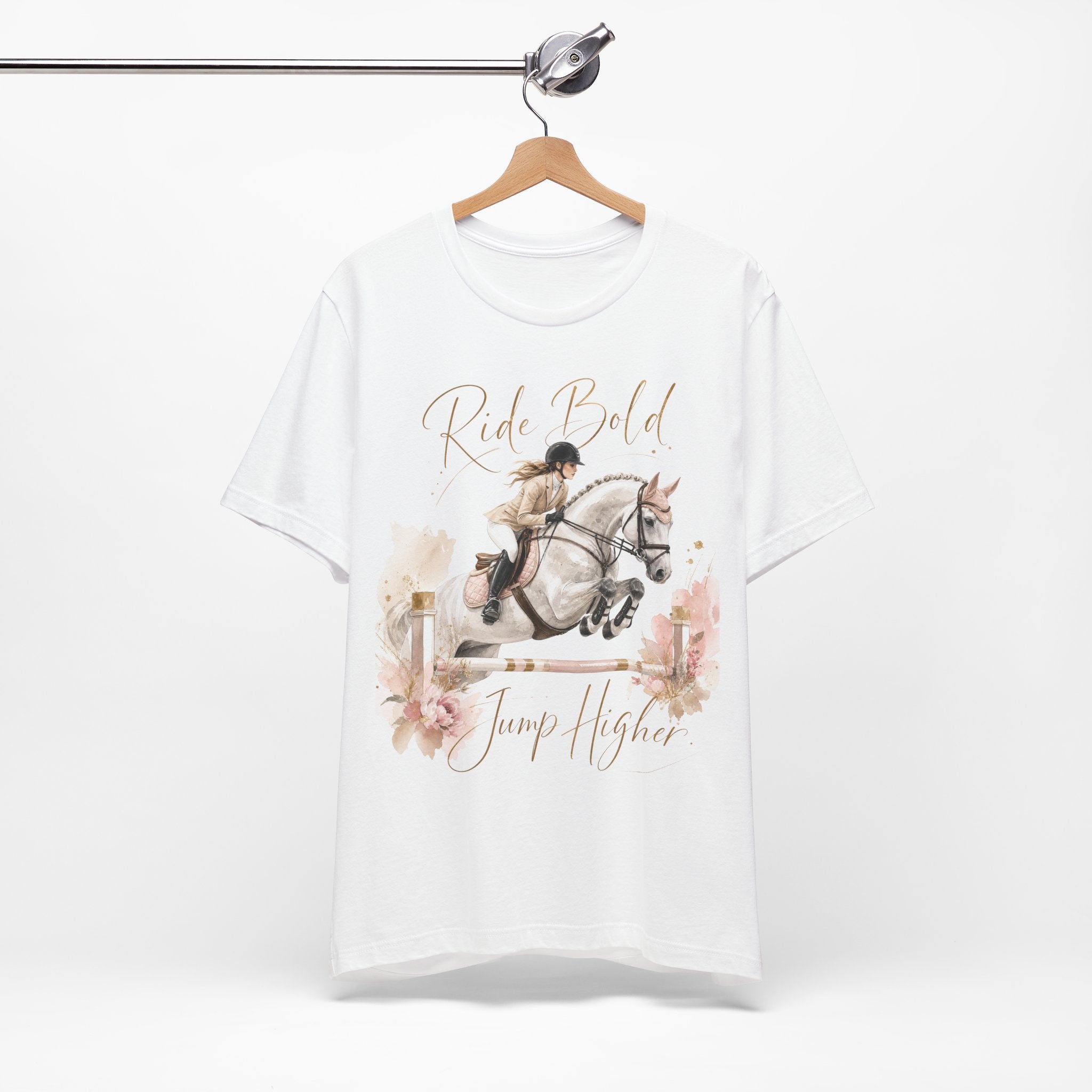 Tricou motivational cu cai 'Ride Bold, Jump Higher'