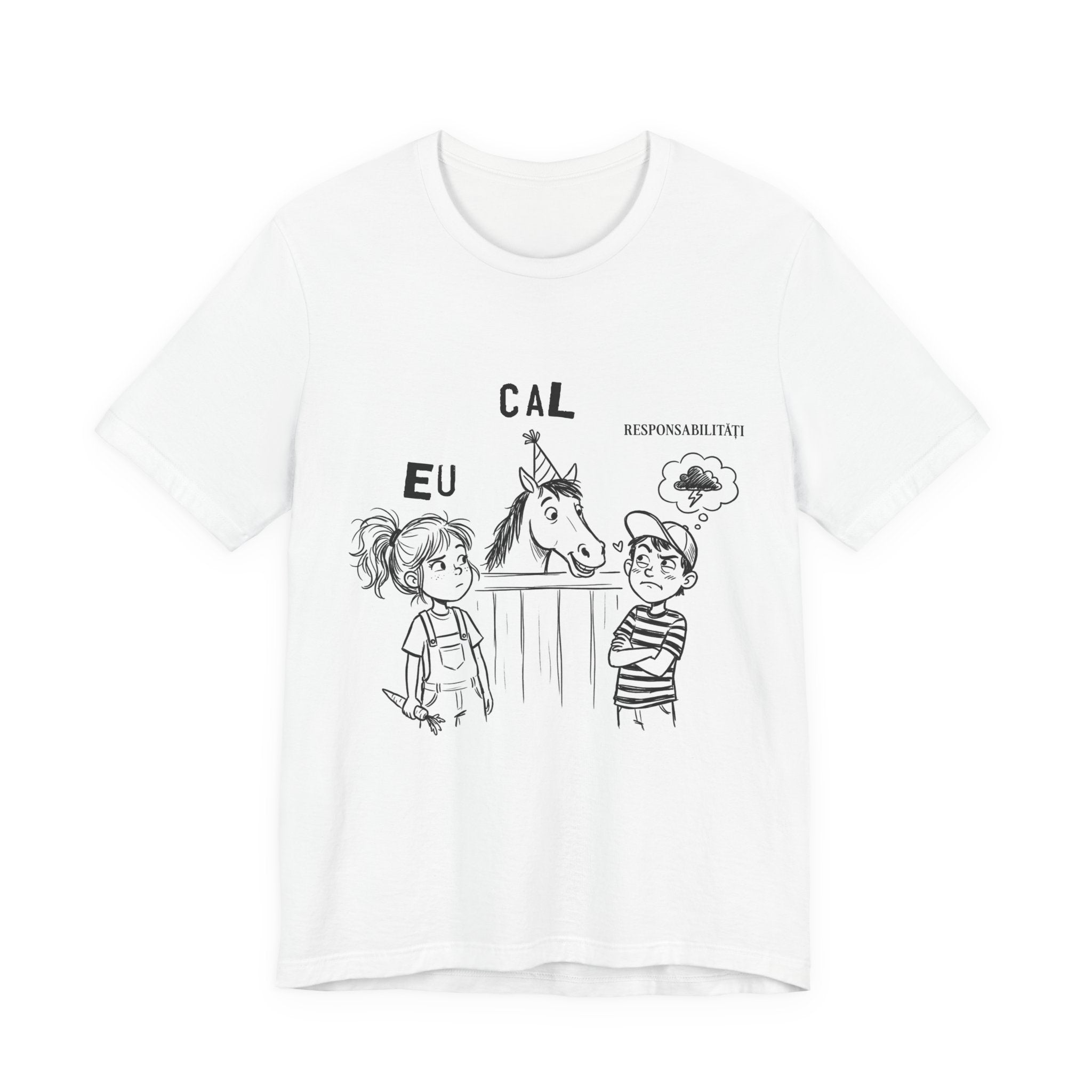 Tricou Amuzant cu Cai 'Eu, Cal, Responsabilitati'